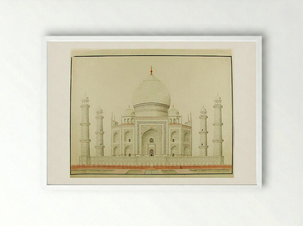 Taj Mahal, Agra - Fine Art Print - Framed Print White