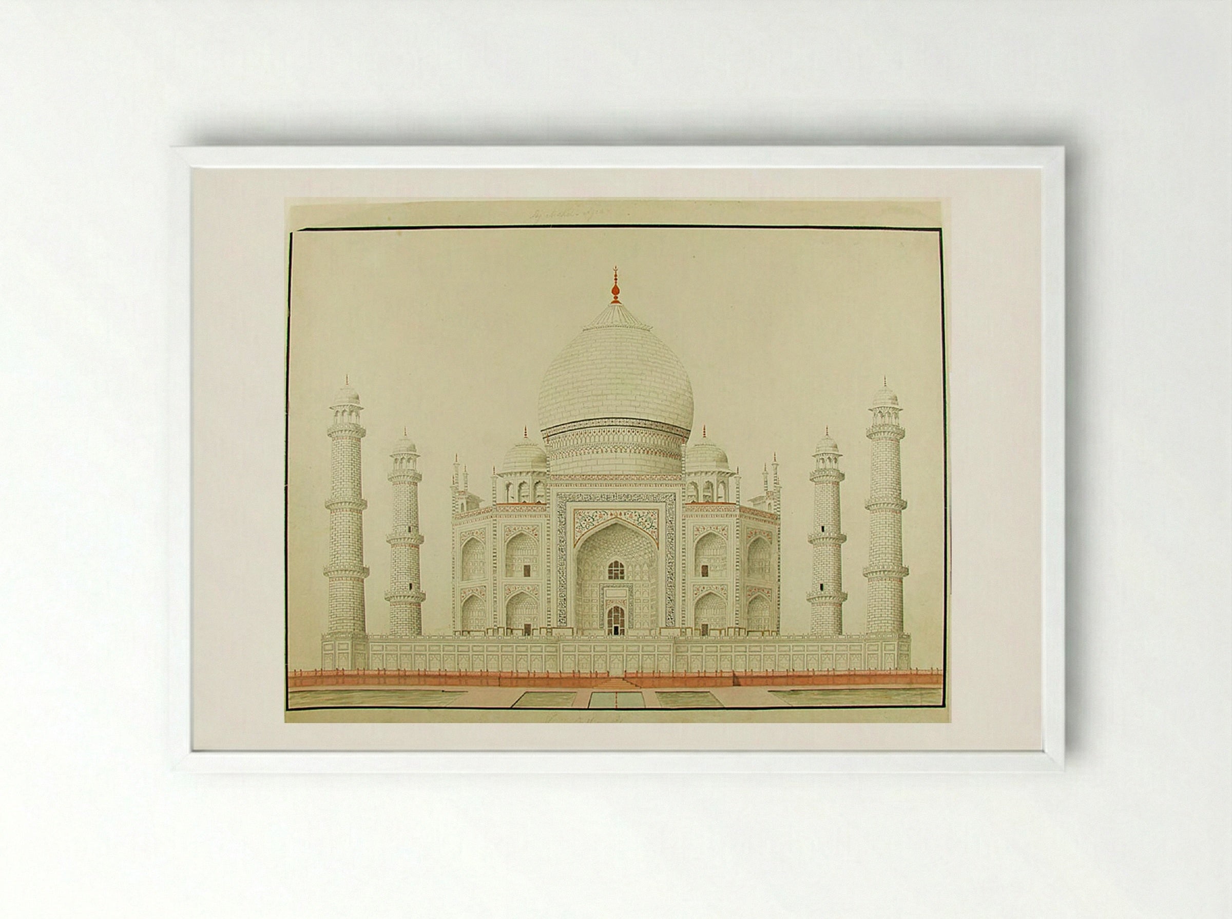 Taj Mahal, Agra - Fine Art Print - Framed Print White