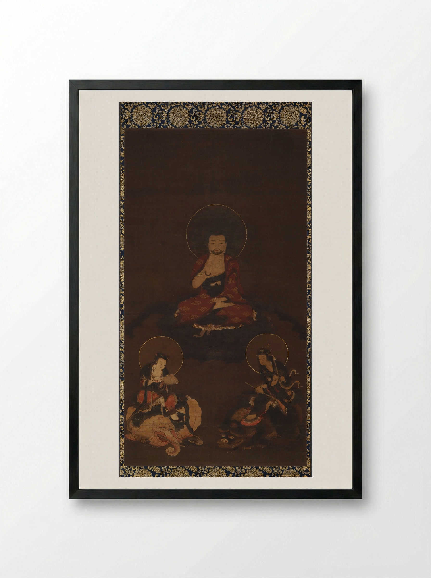 Shaka Nyorai Triad - Unknown Artist - Framed Print Black