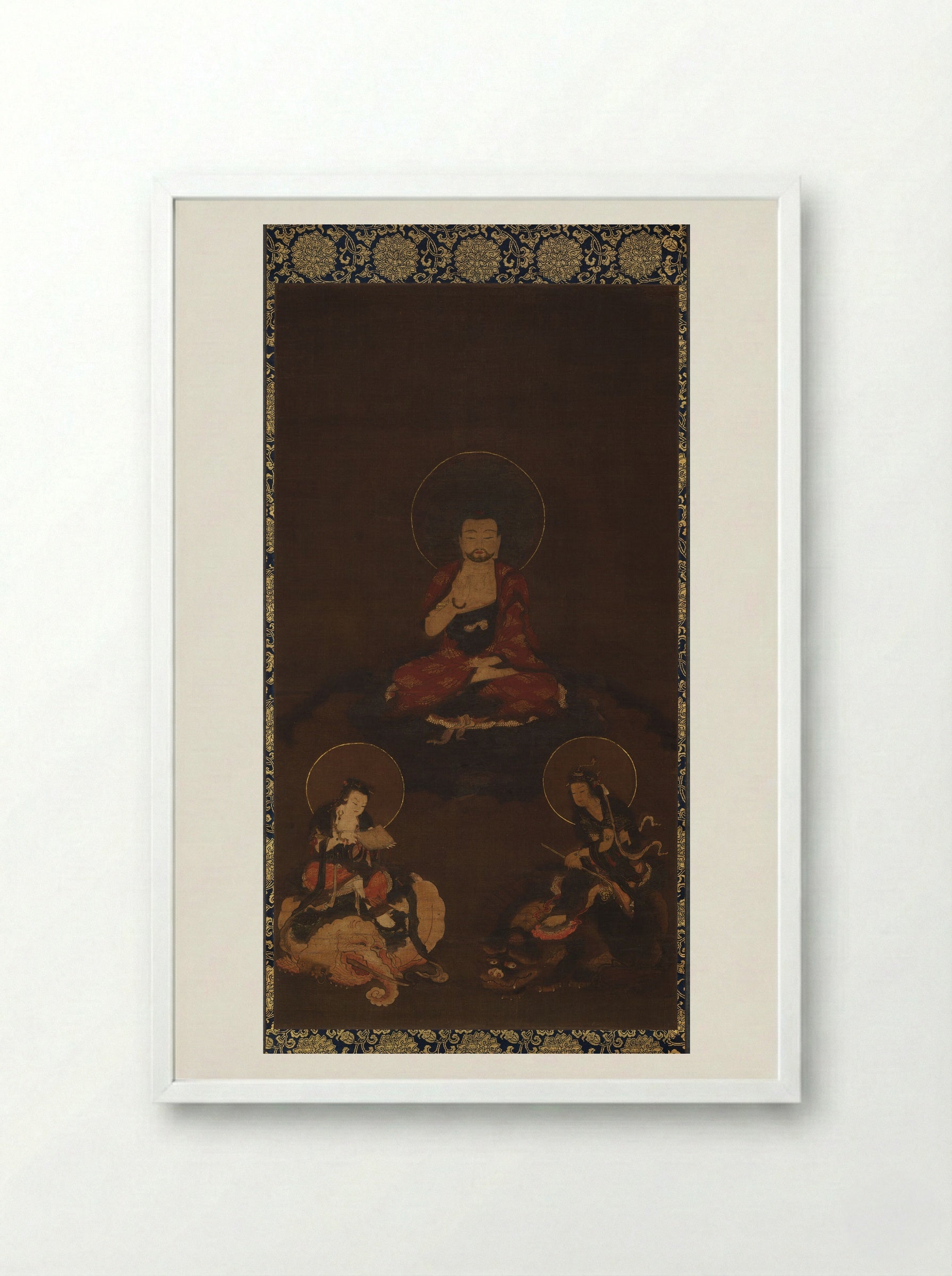 Shaka Nyorai Triad - Unknown Artist - Framed Print White