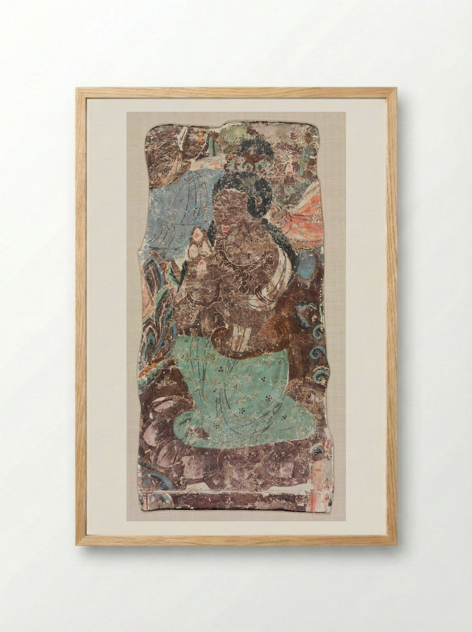 Kneeling Attendant Holding a Triple Jewel - Unknown Artist - Framed Print Wood