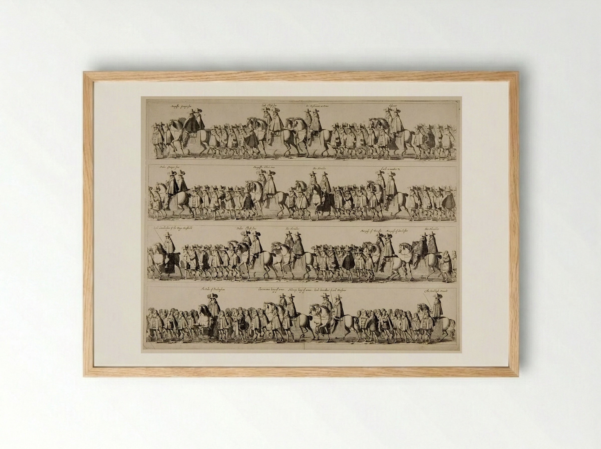 Coronation Procession of Charles II through London - Fine Art Print - Framed Print Wood