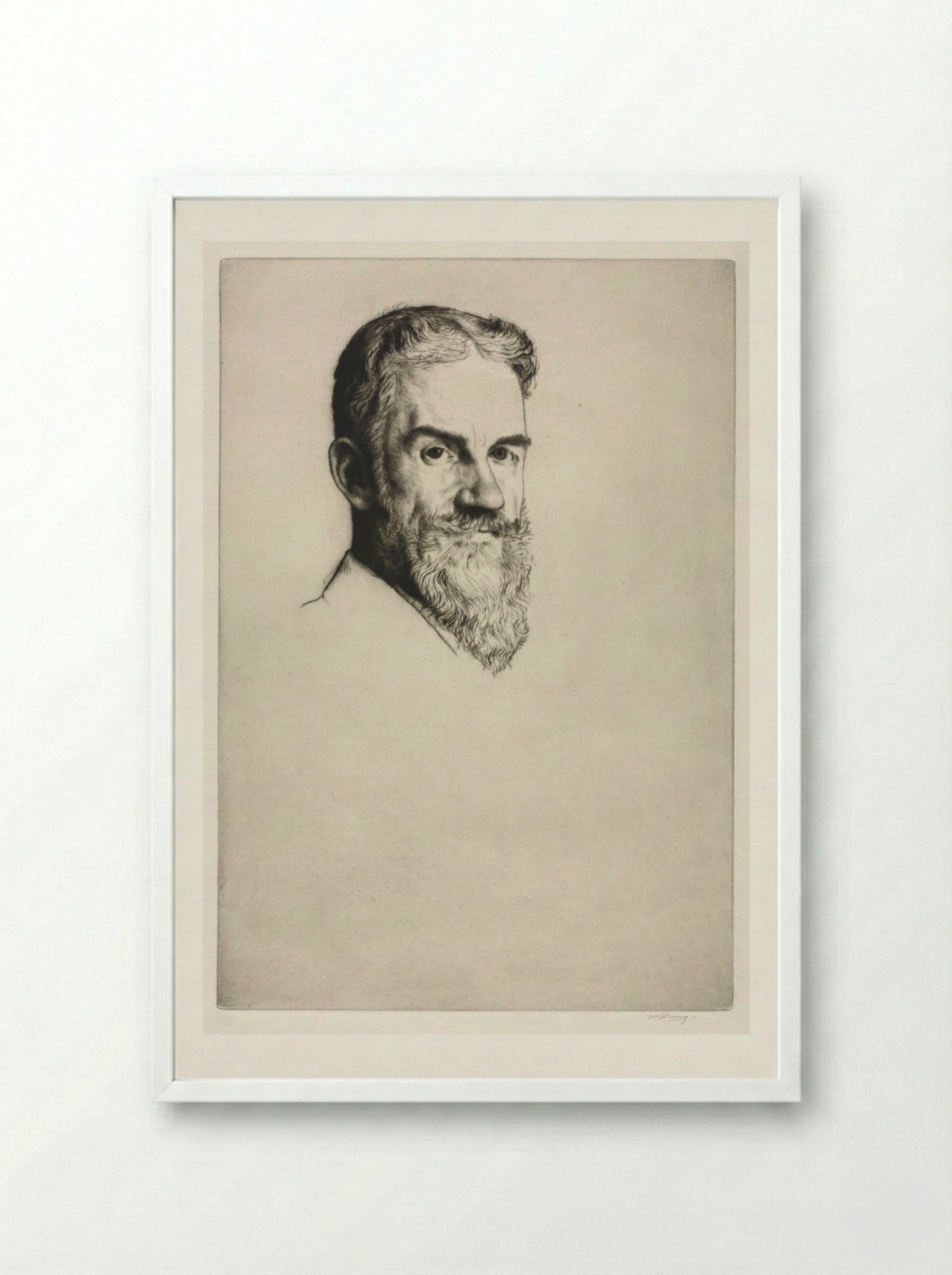 George Bernard Shaw - William Strang - Framed Print White