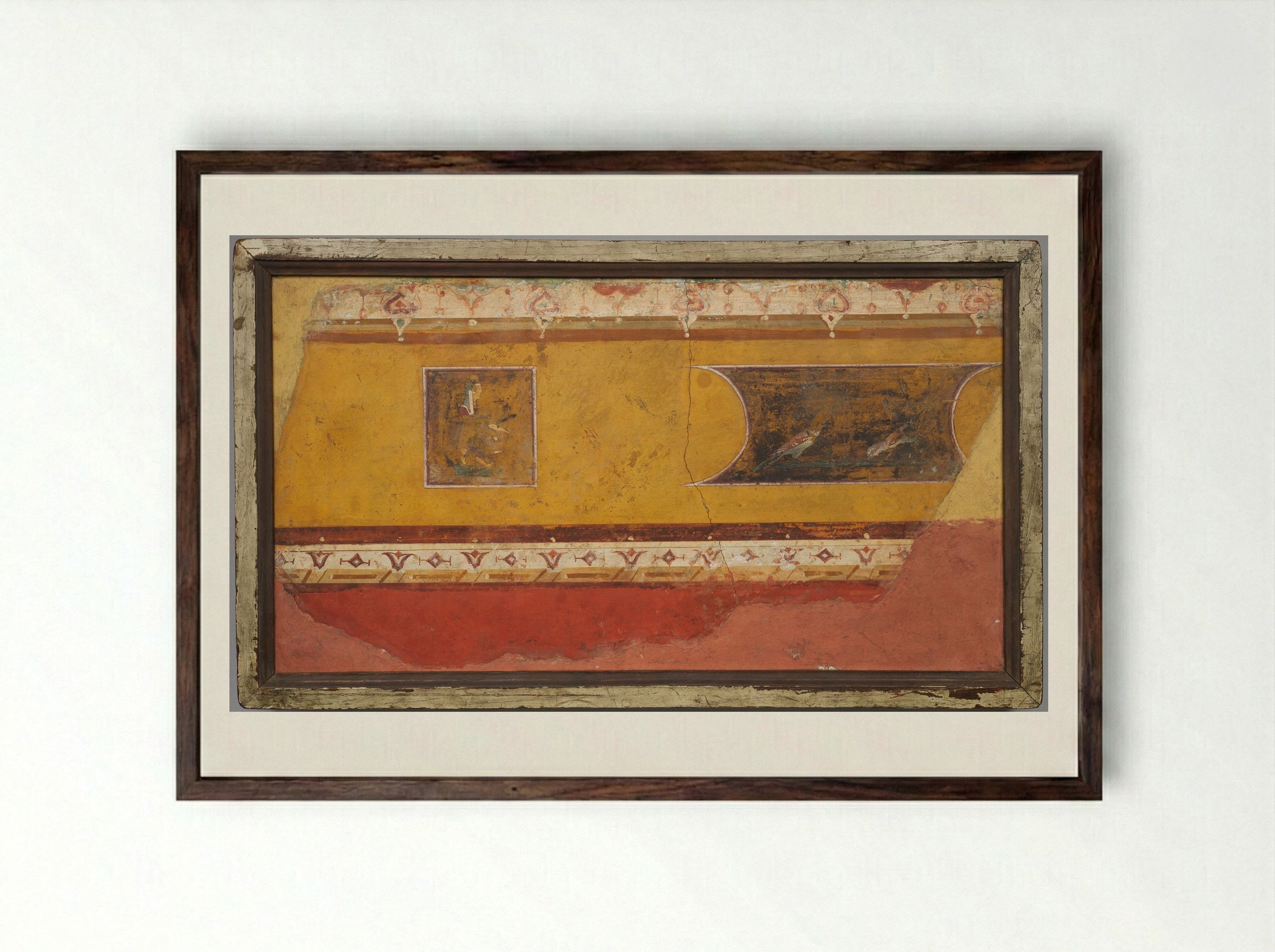 Wall Painting Fragment from the Villa at Boscotrecase - Unknown Artist - Framed Print Dark Wood