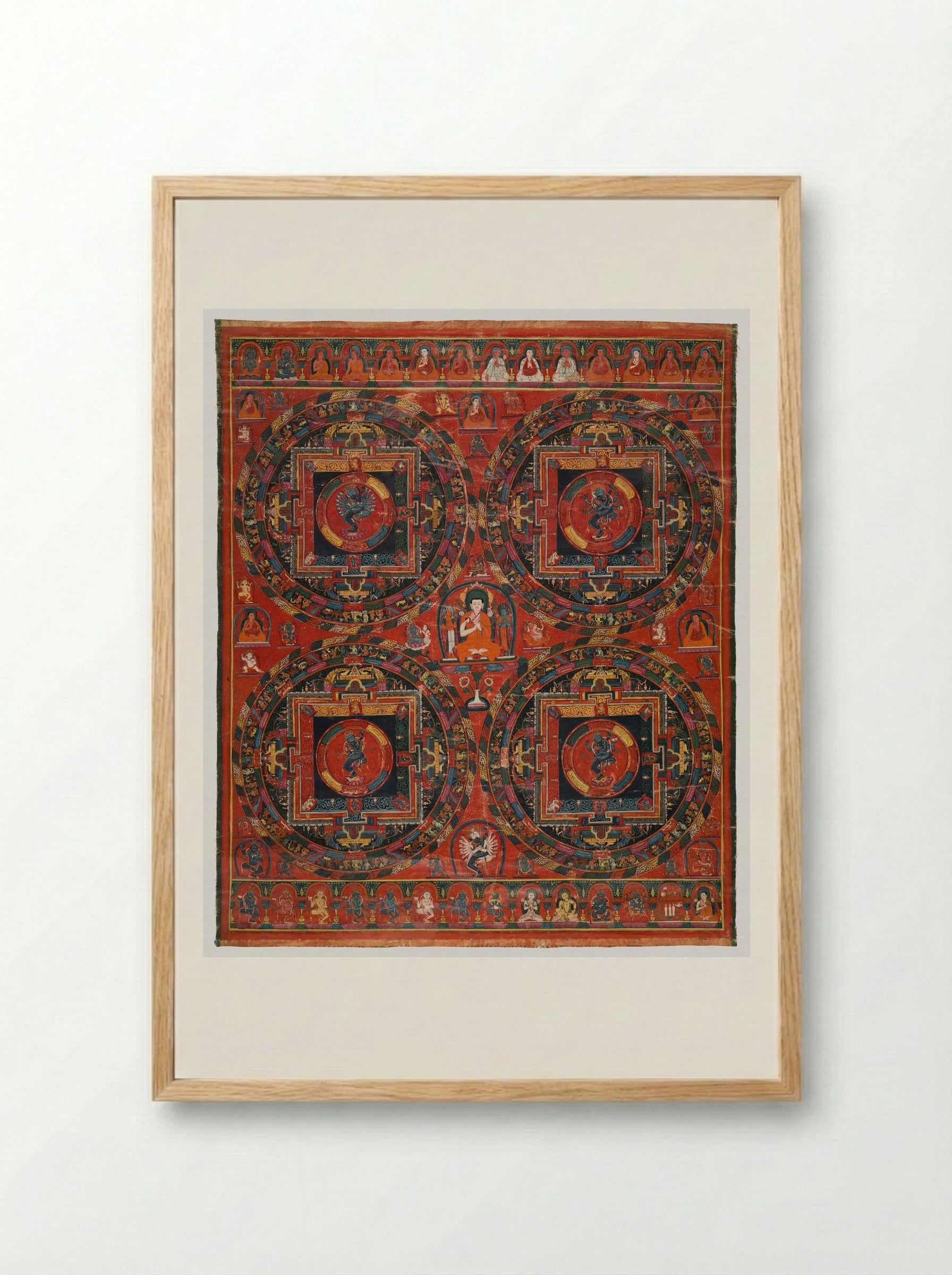 Four-circle Hevajra Mandala - Unknown Artist - Framed Print Wood