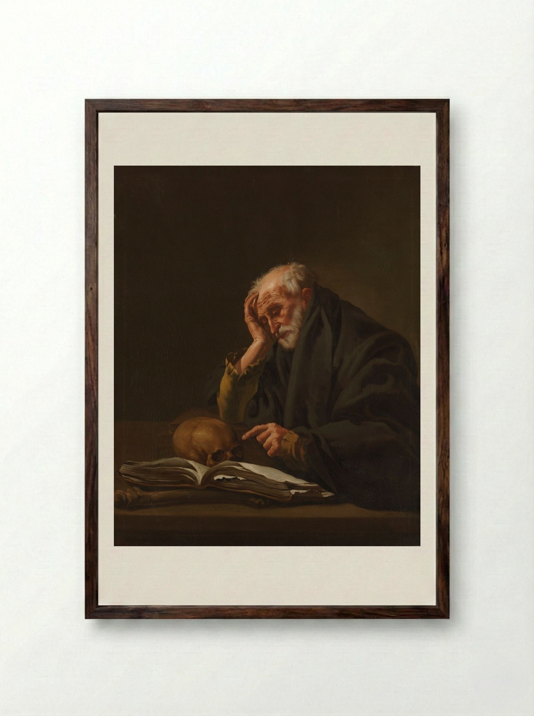 Saint Jerome - Hendrick ter Brugghen - Framed Print Dark Wood