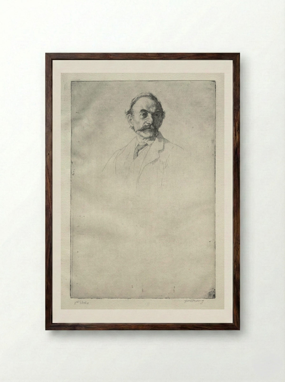 Thomas Hardy, No. 1 - William Strang - Framed Print Dark Wood