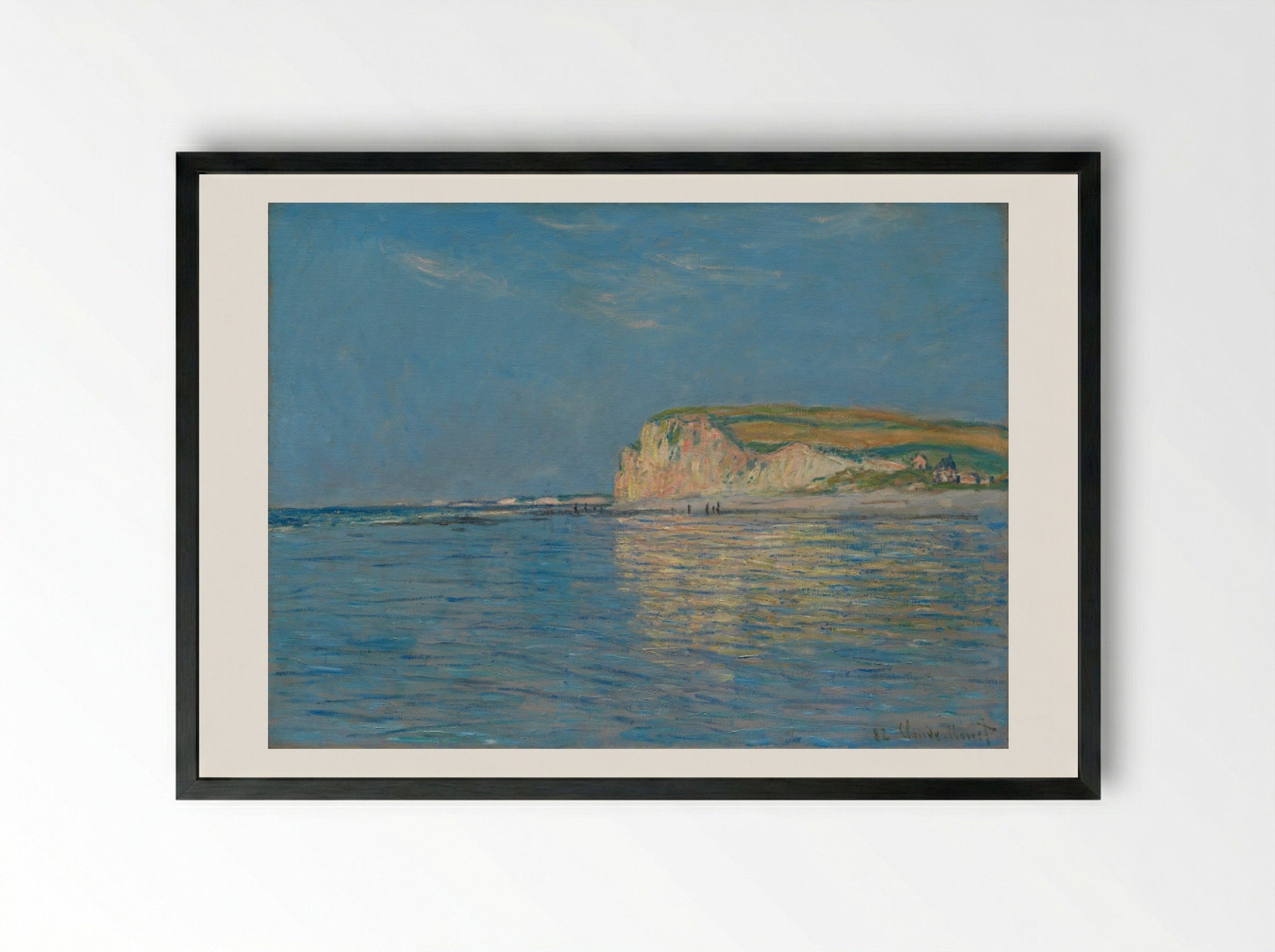 Low Tide at Pourville, near Dieppe - Claude Monet - Framed Print Black