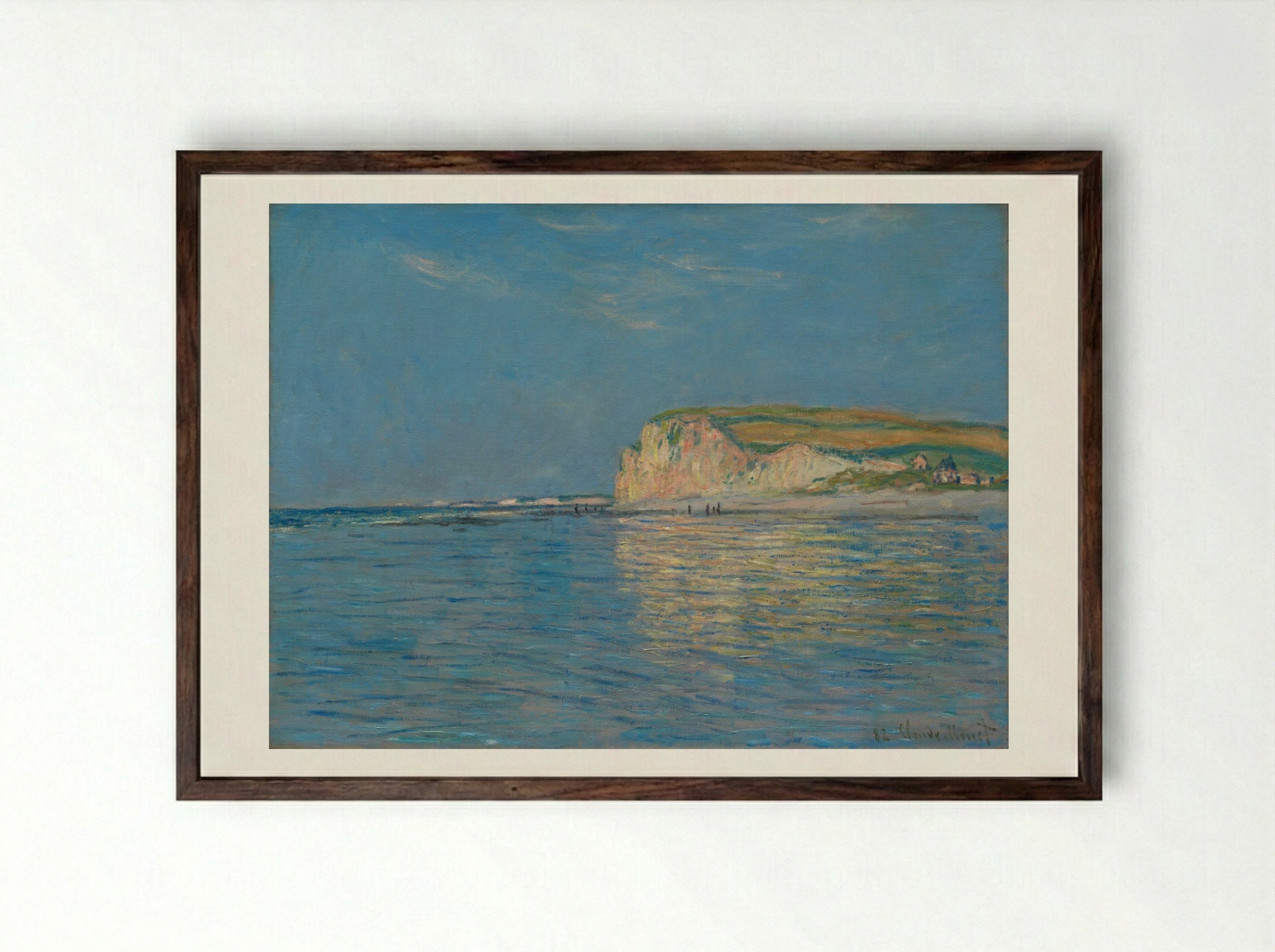 Low Tide at Pourville, near Dieppe - Claude Monet - Framed Print Dark Wood