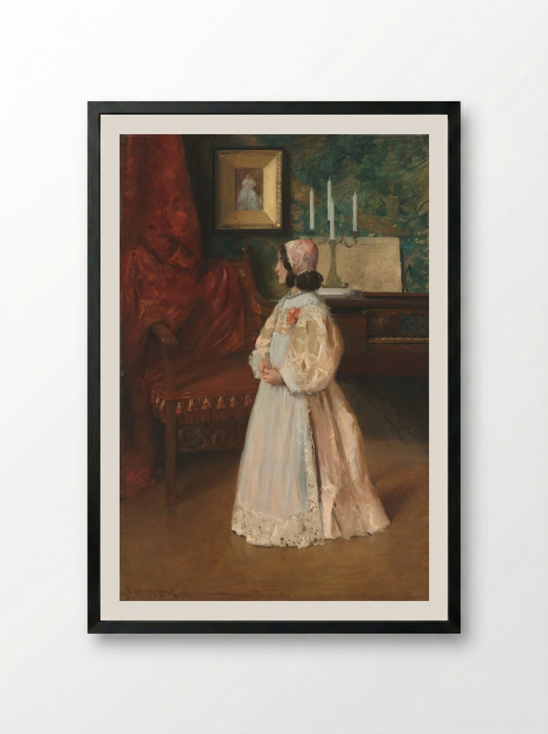 Portrait of My Daughter Alice - William Merritt Chase - Framed Print Black