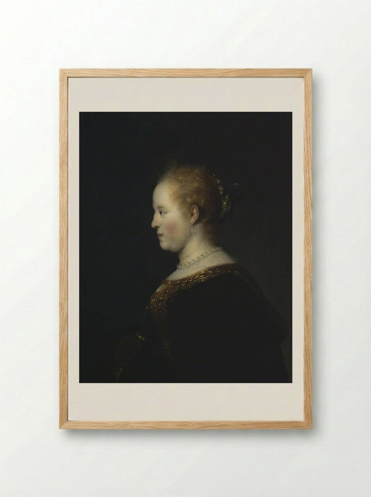 Portrait of a Woman - Rembrandt van Rijn - Framed Print Wood