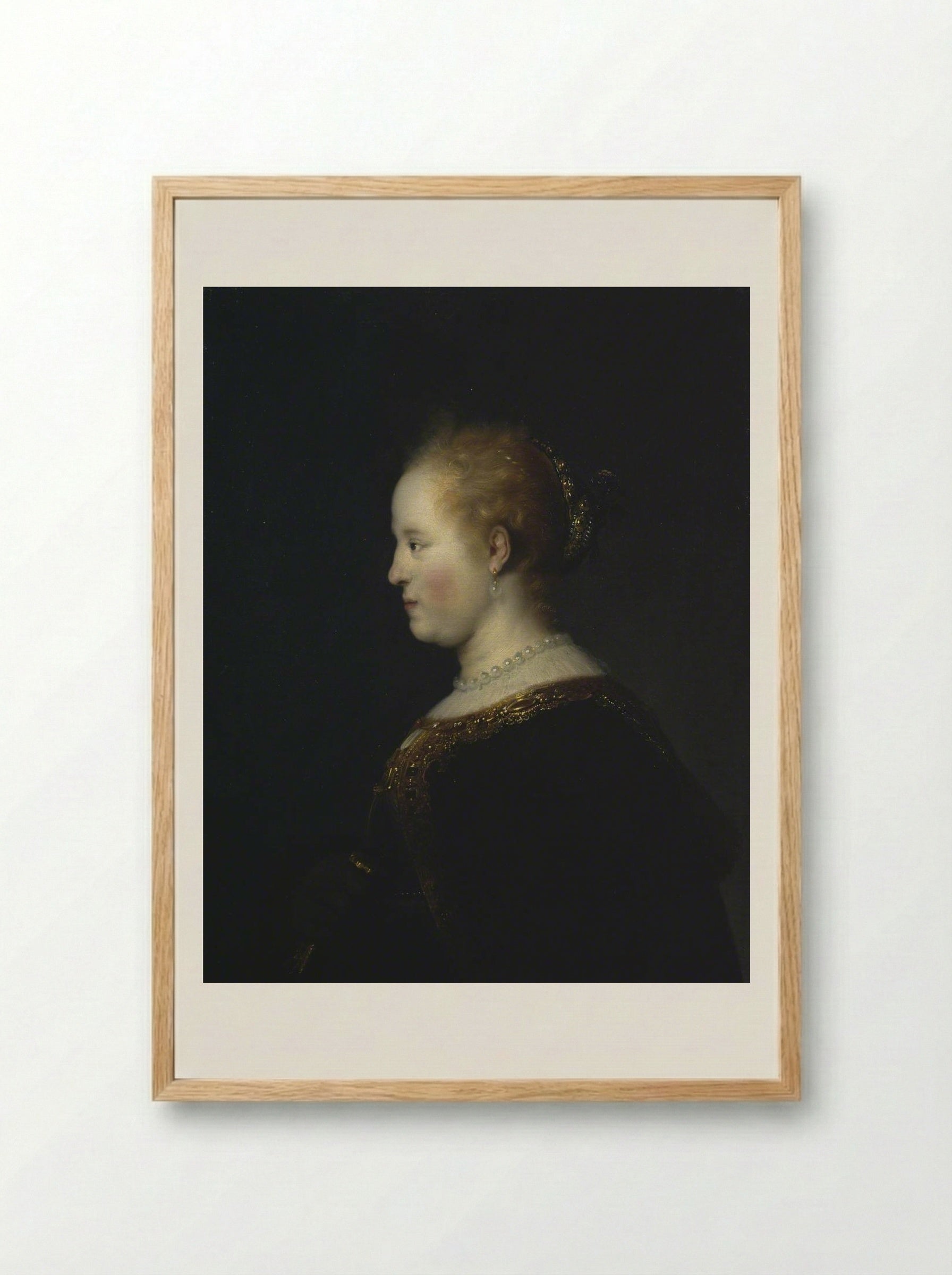 Portrait of a Woman - Rembrandt van Rijn - Framed Print Wood
