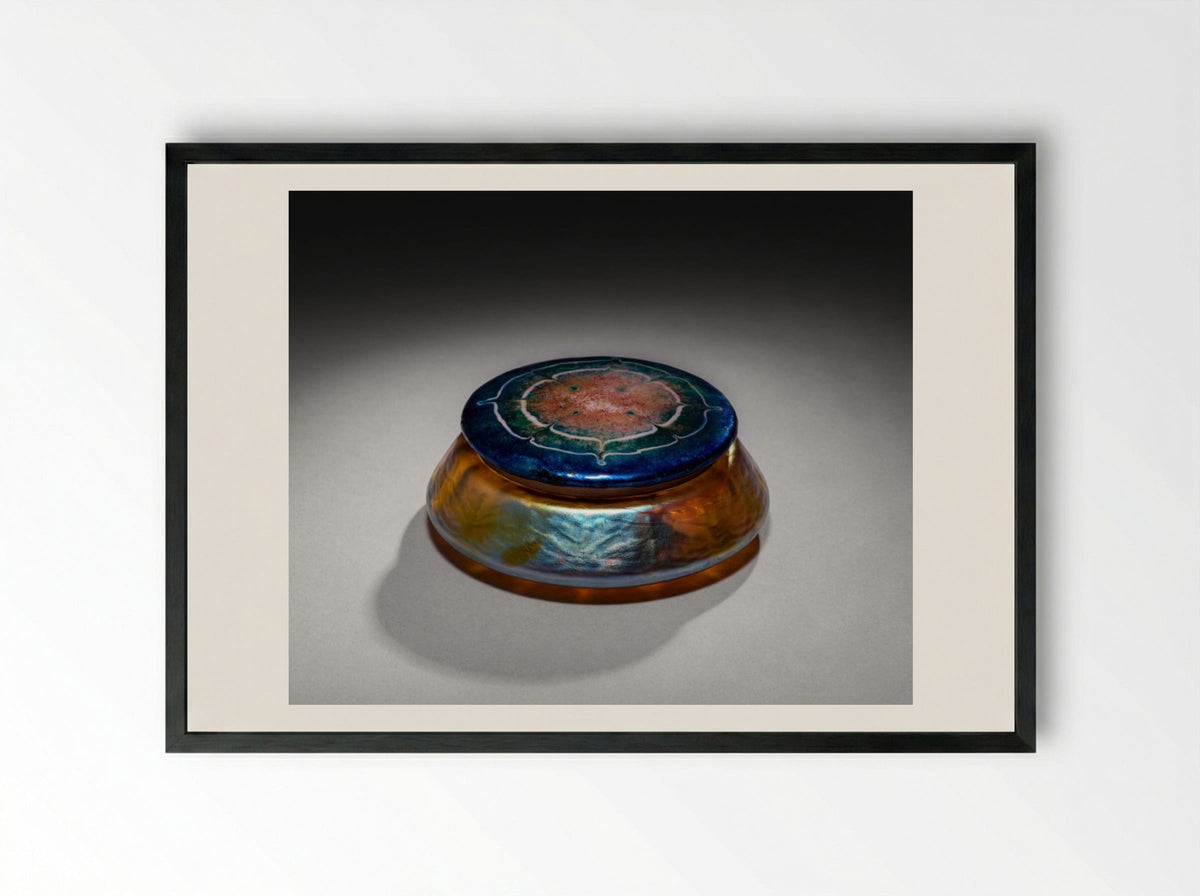 Covered Box - Louis Comfort Tiffany - Framed Print Black