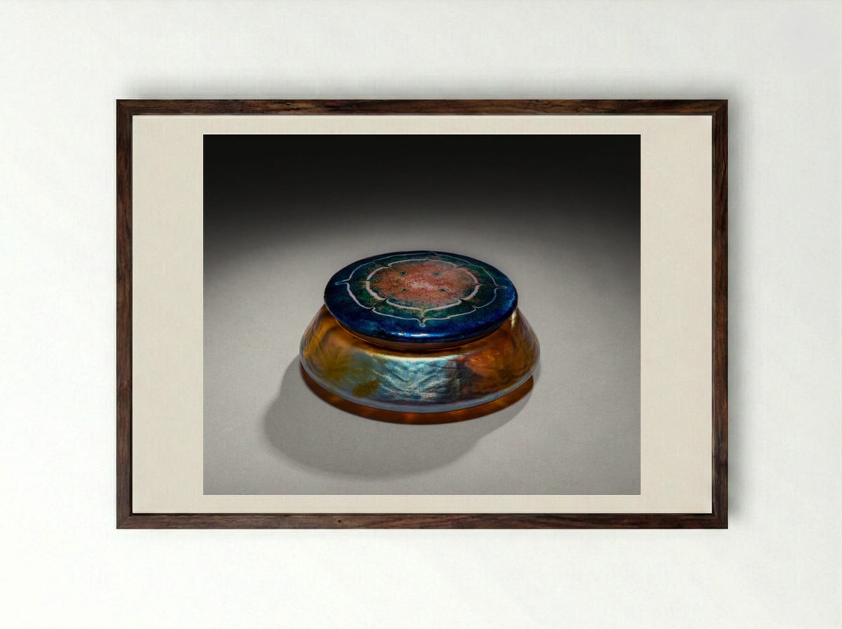 Covered Box - Louis Comfort Tiffany - Framed Print Dark Wood