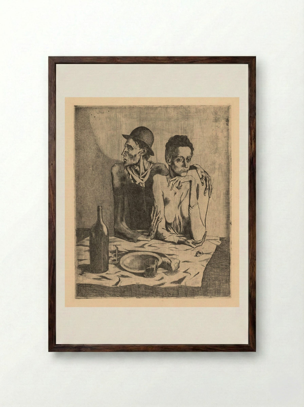 The Frugal Meal - Pablo Picasso - Framed Print Dark Wood
