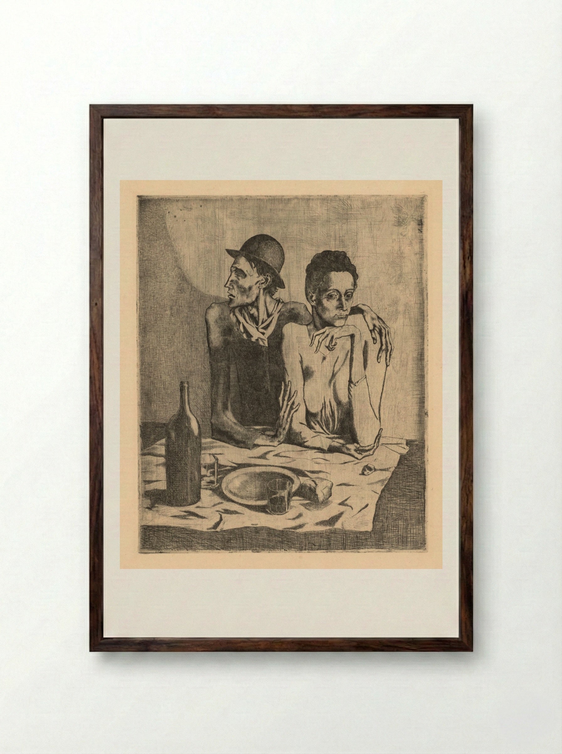 The Frugal Meal - Pablo Picasso - Framed Print Dark Wood