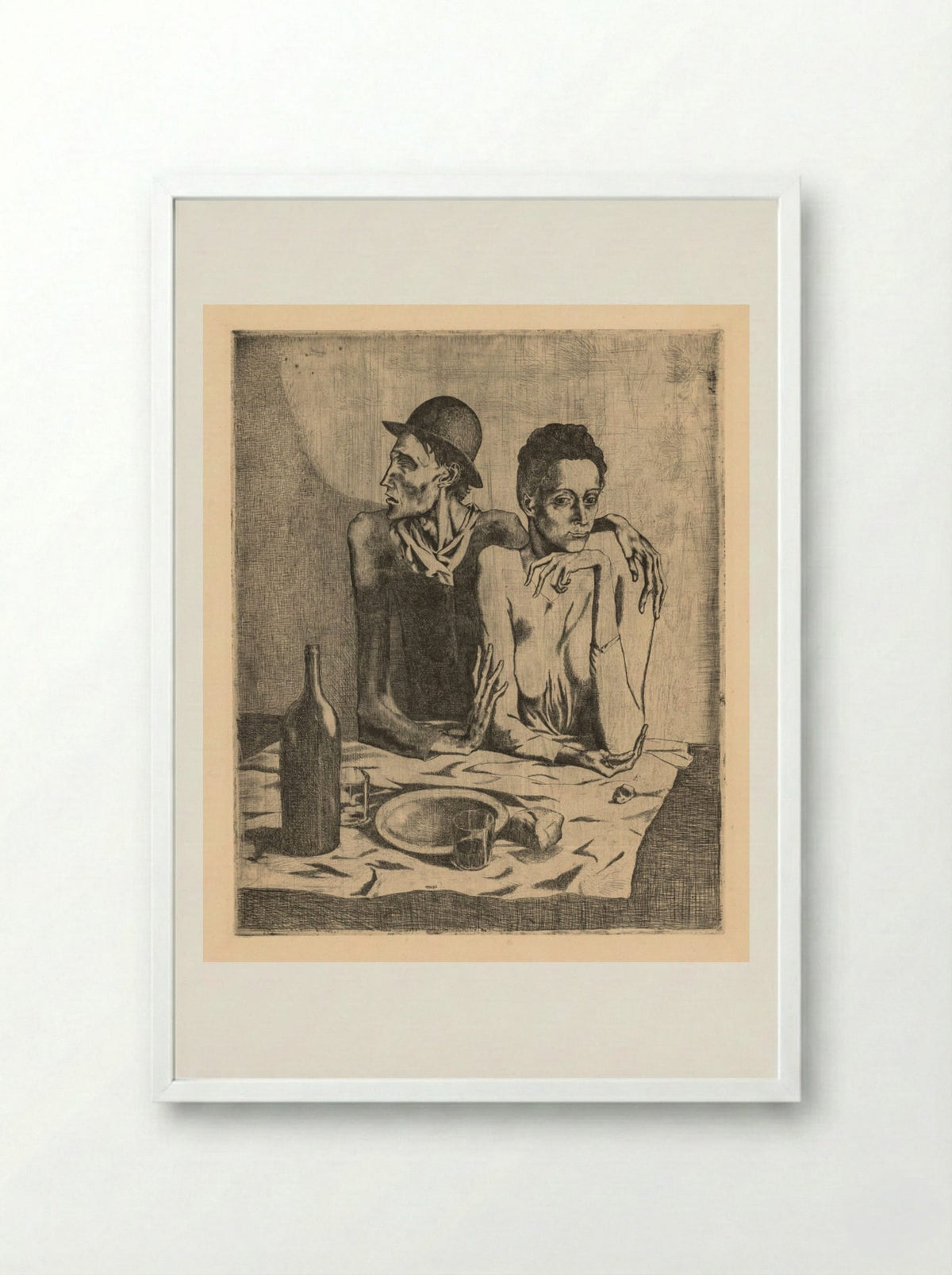 The Frugal Meal - Pablo Picasso - Framed Print White