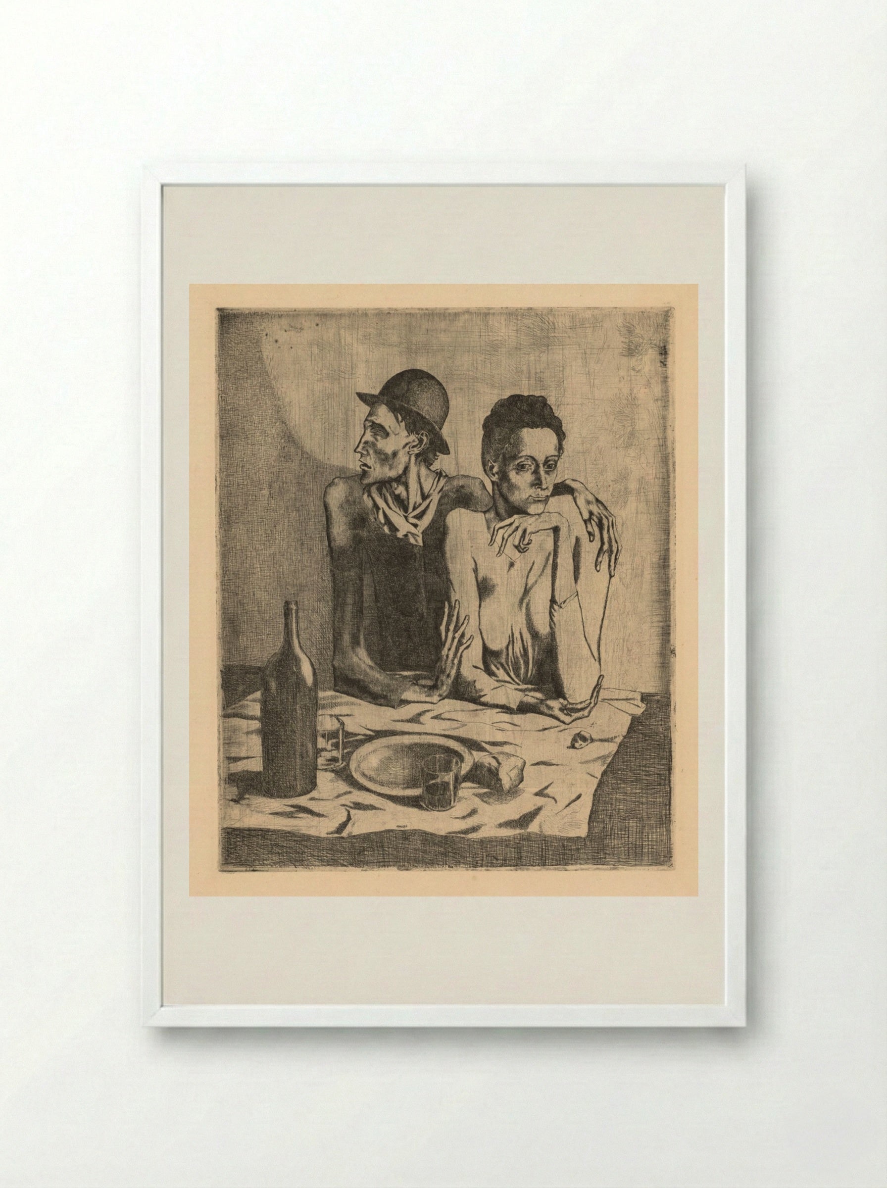The Frugal Meal - Pablo Picasso - Framed Print White