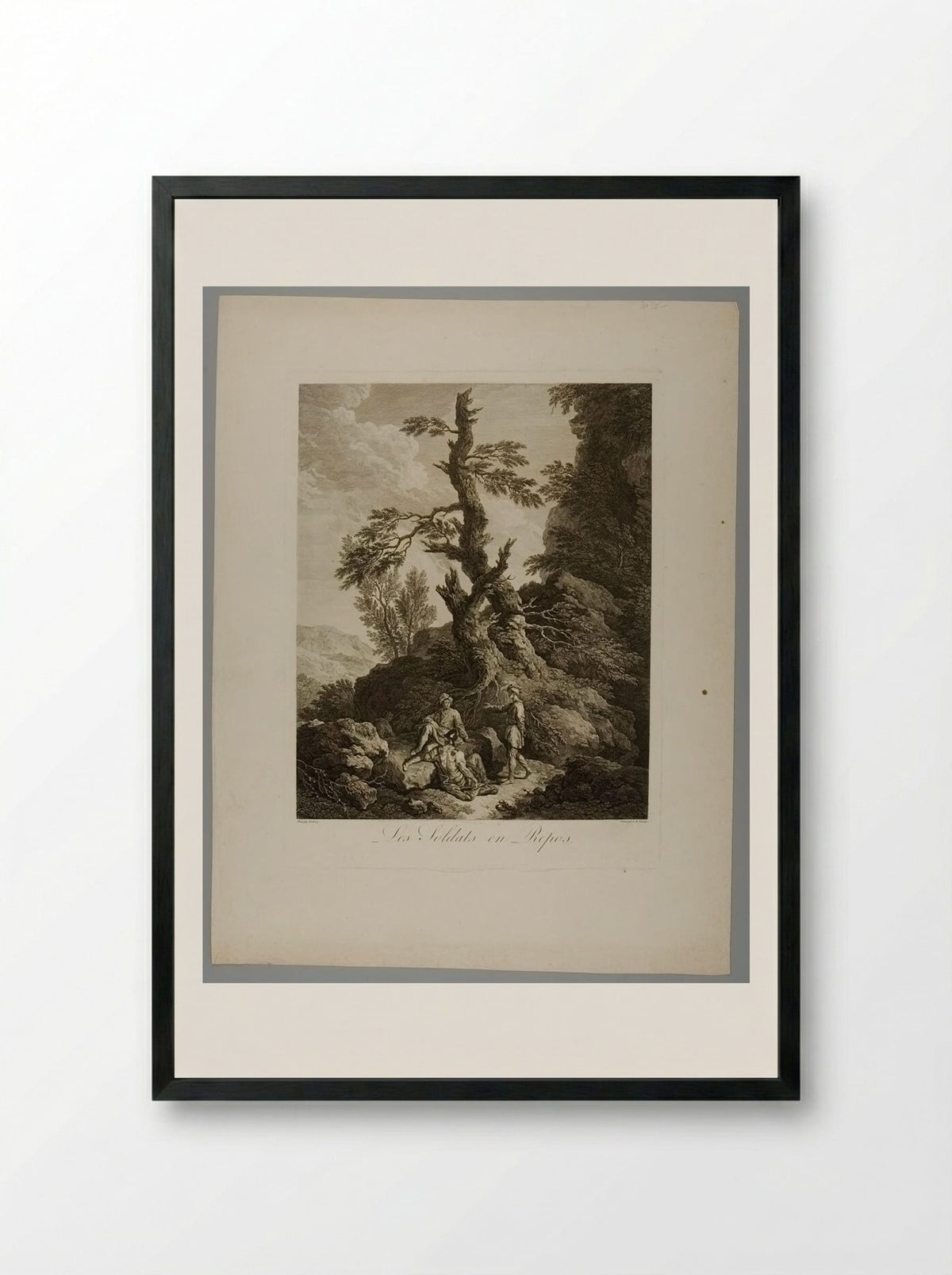 Les Soldats en Repos - Jean Charles Levasseur - Framed Print Black