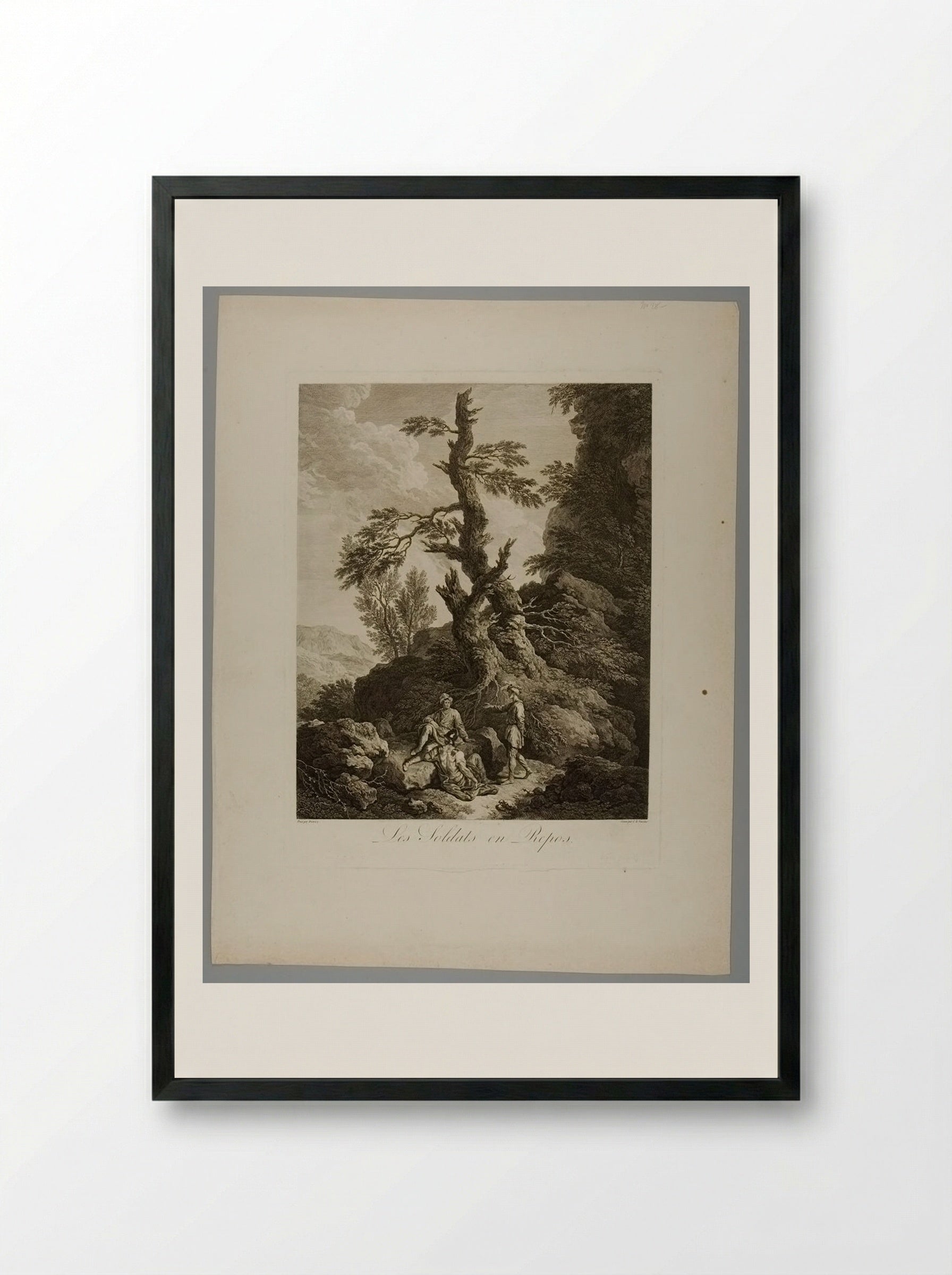 Les Soldats en Repos - Jean Charles Levasseur - Framed Print Black