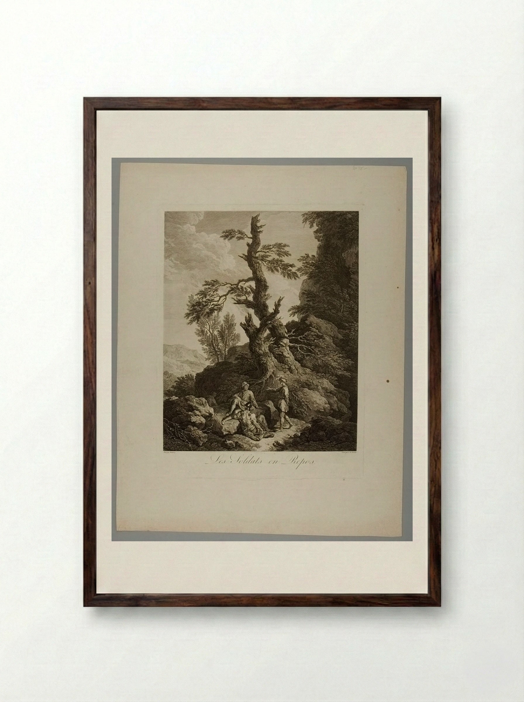 Les Soldats en Repos - Jean Charles Levasseur - Framed Print Dark Wood