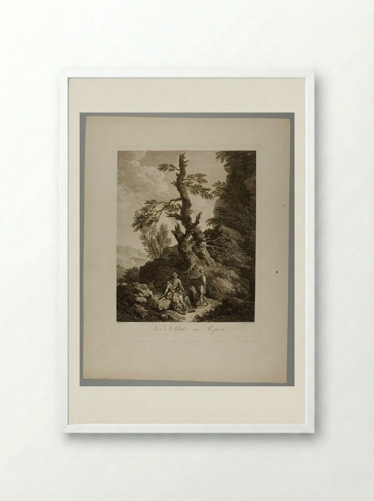 Les Soldats en Repos - Jean Charles Levasseur - Framed Print White