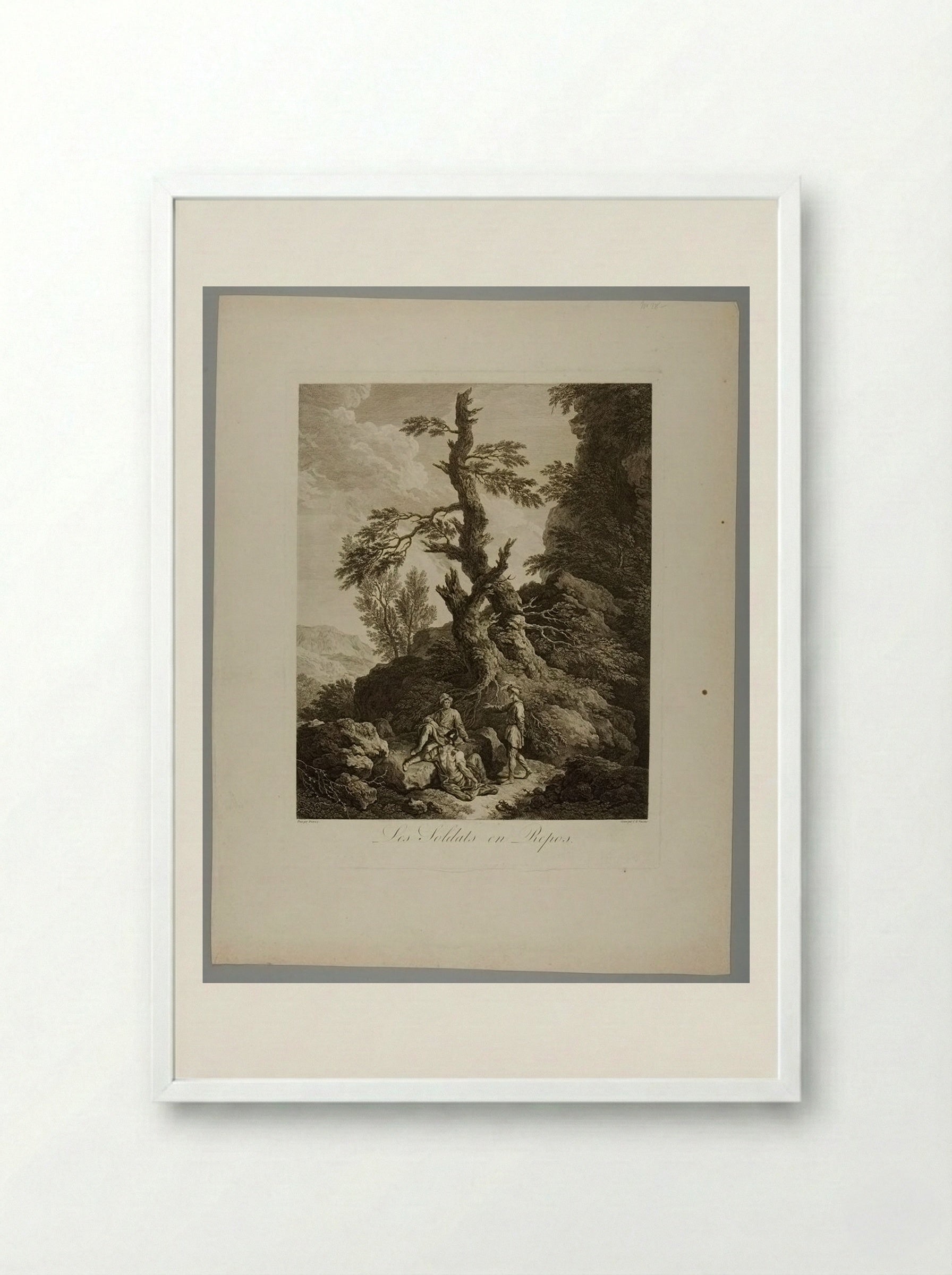 Les Soldats en Repos - Jean Charles Levasseur - Framed Print White