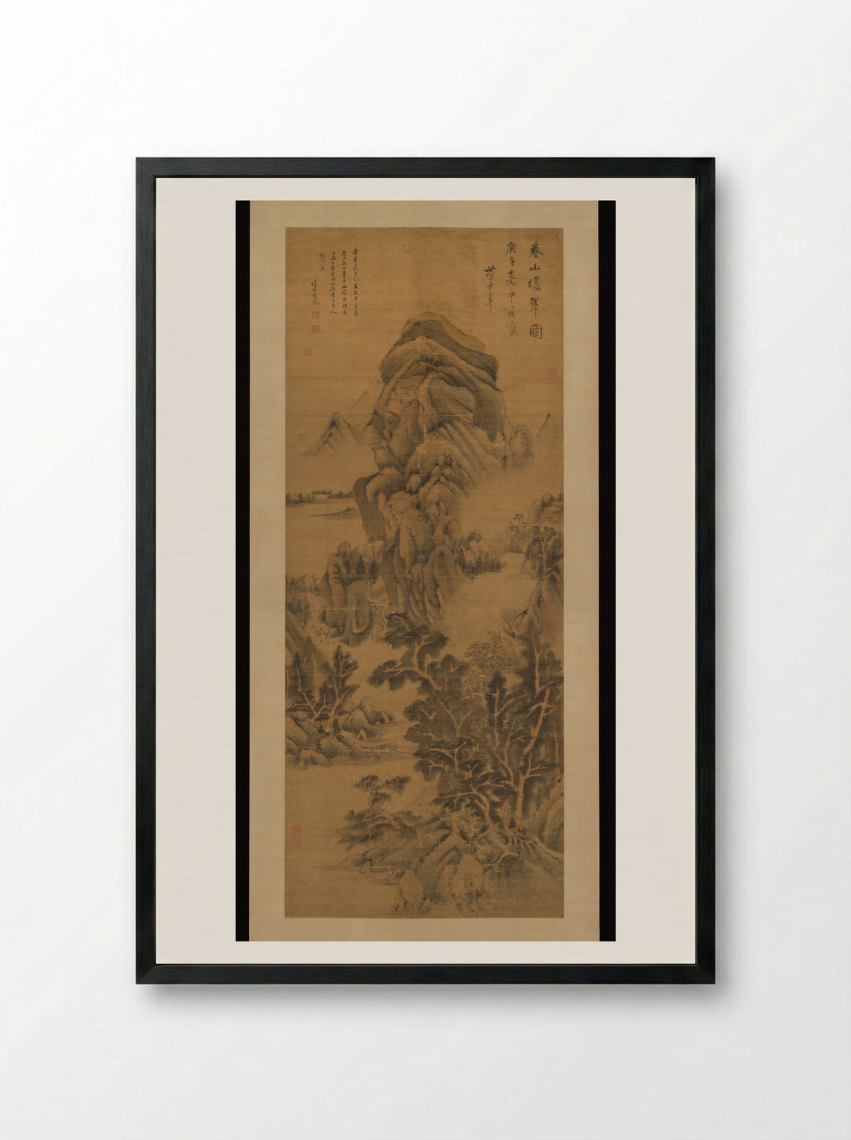 Spring Mountains over Warm Greenery - Dong Qichang - Framed Print Black
