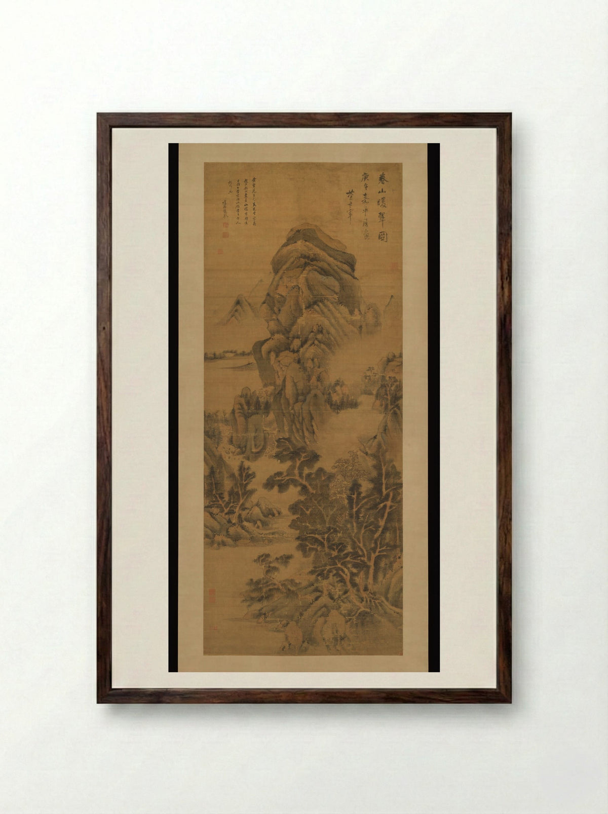 Spring Mountains over Warm Greenery - Dong Qichang - Framed Print Dark Wood