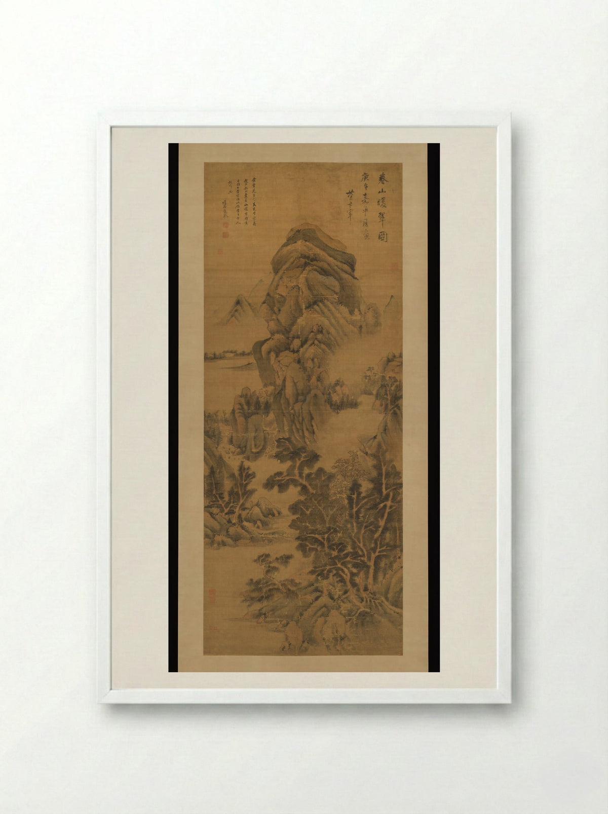 Spring Mountains over Warm Greenery - Dong Qichang - Framed Print White