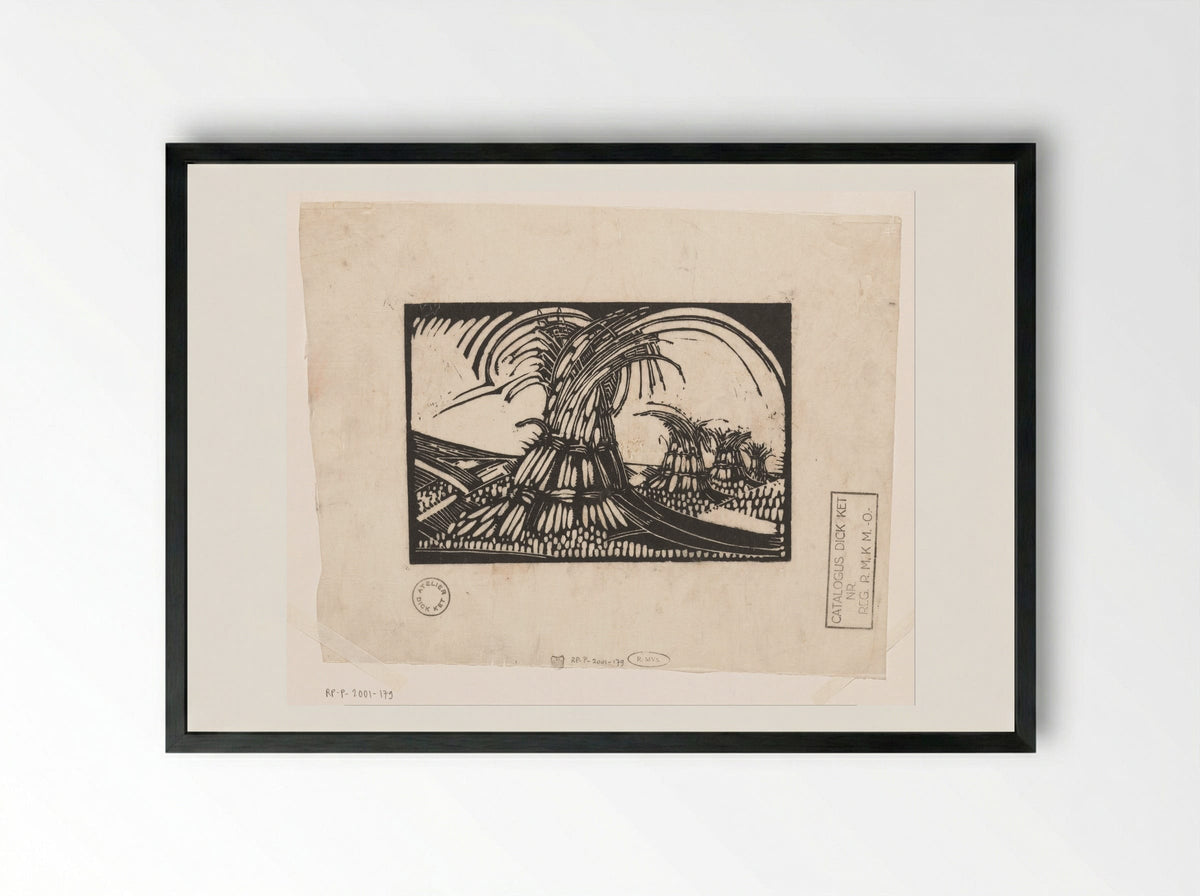 Korenschoven te Ede - Dick Ket - Framed Print Black