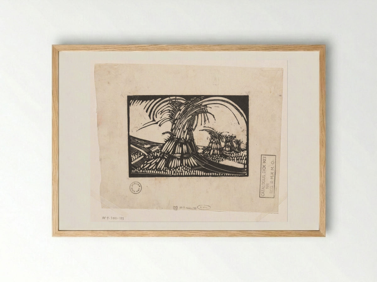 Korenschoven te Ede - Dick Ket - Framed Print Wood