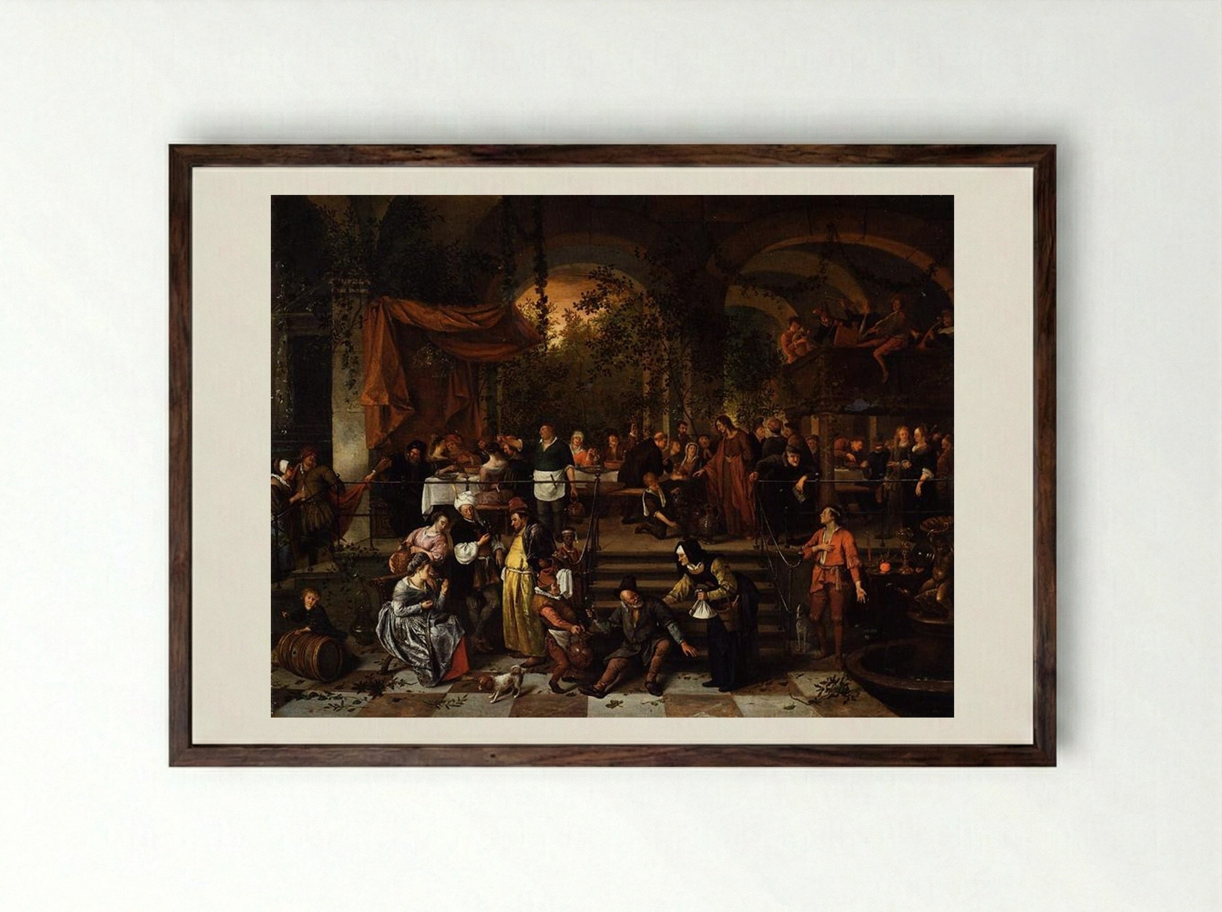 The Wedding Feast at Cana - Jan Steen - Framed Print Dark Wood