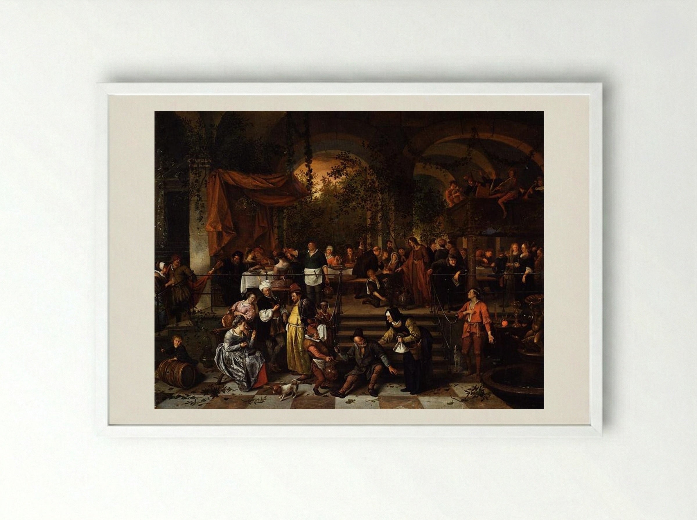 The Wedding Feast at Cana - Jan Steen - Framed Print White