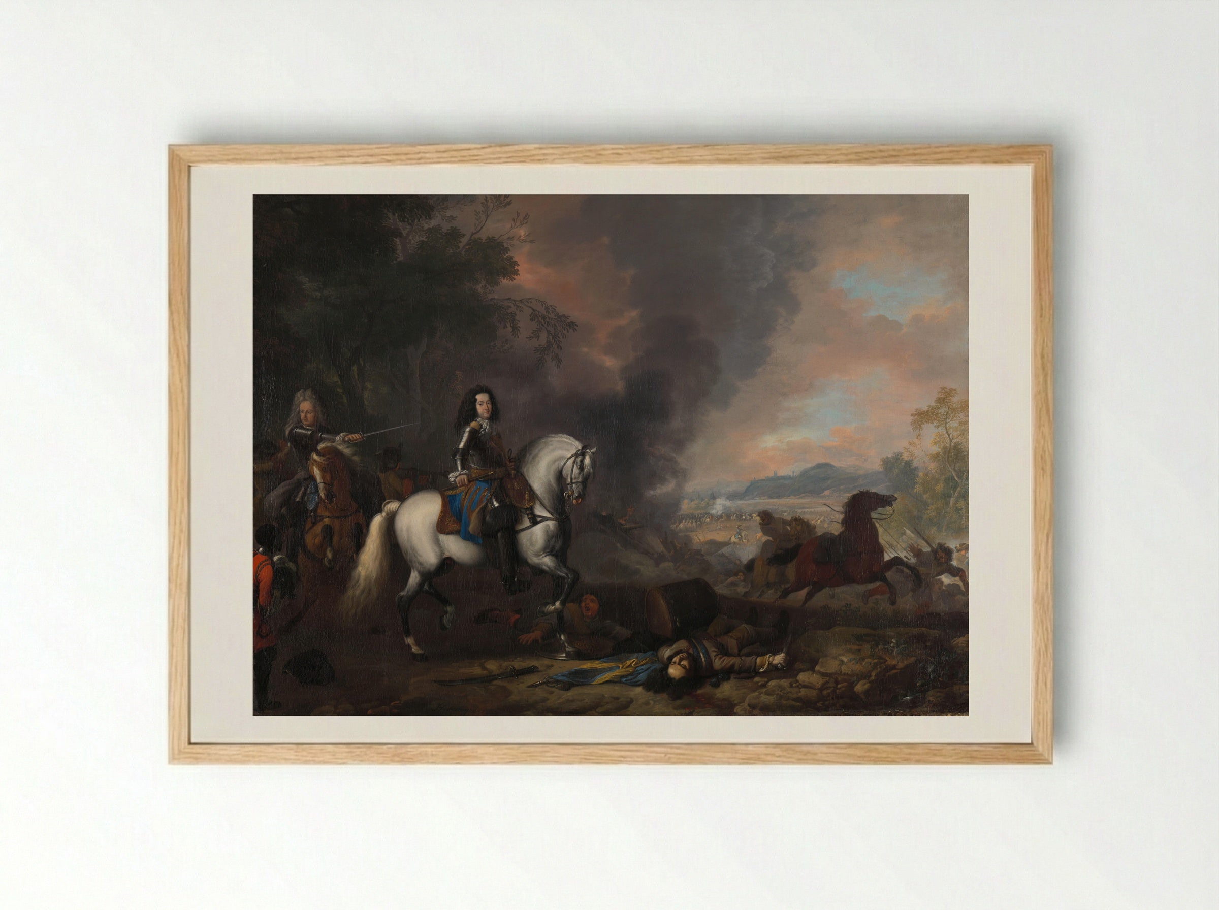 Hendrik Casimir II, Prince of Nassau-Dietz, at a Battle - Jan van Huchtenburg - Framed Print Wood