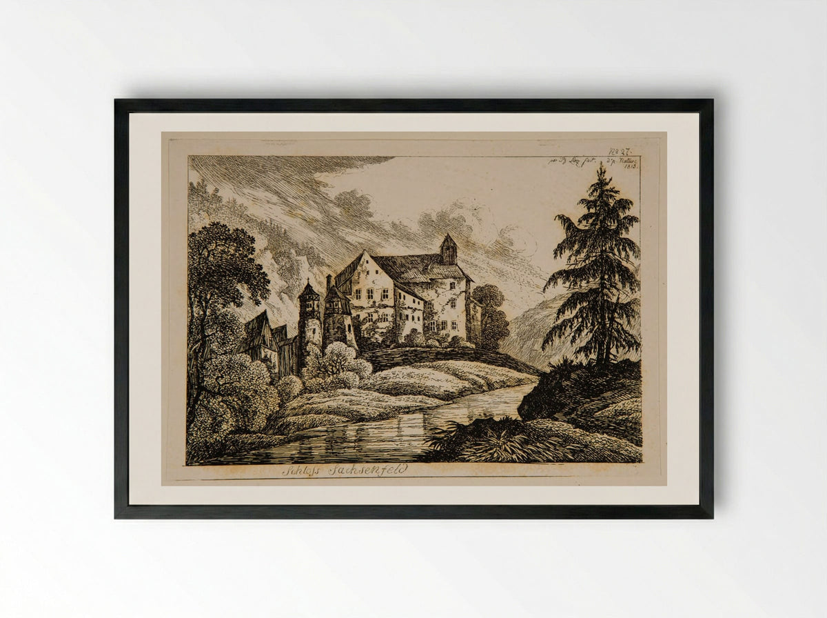 Schloss Sachsenfeld - Johann Philipp Wilhelm Lenz - Framed Print Black