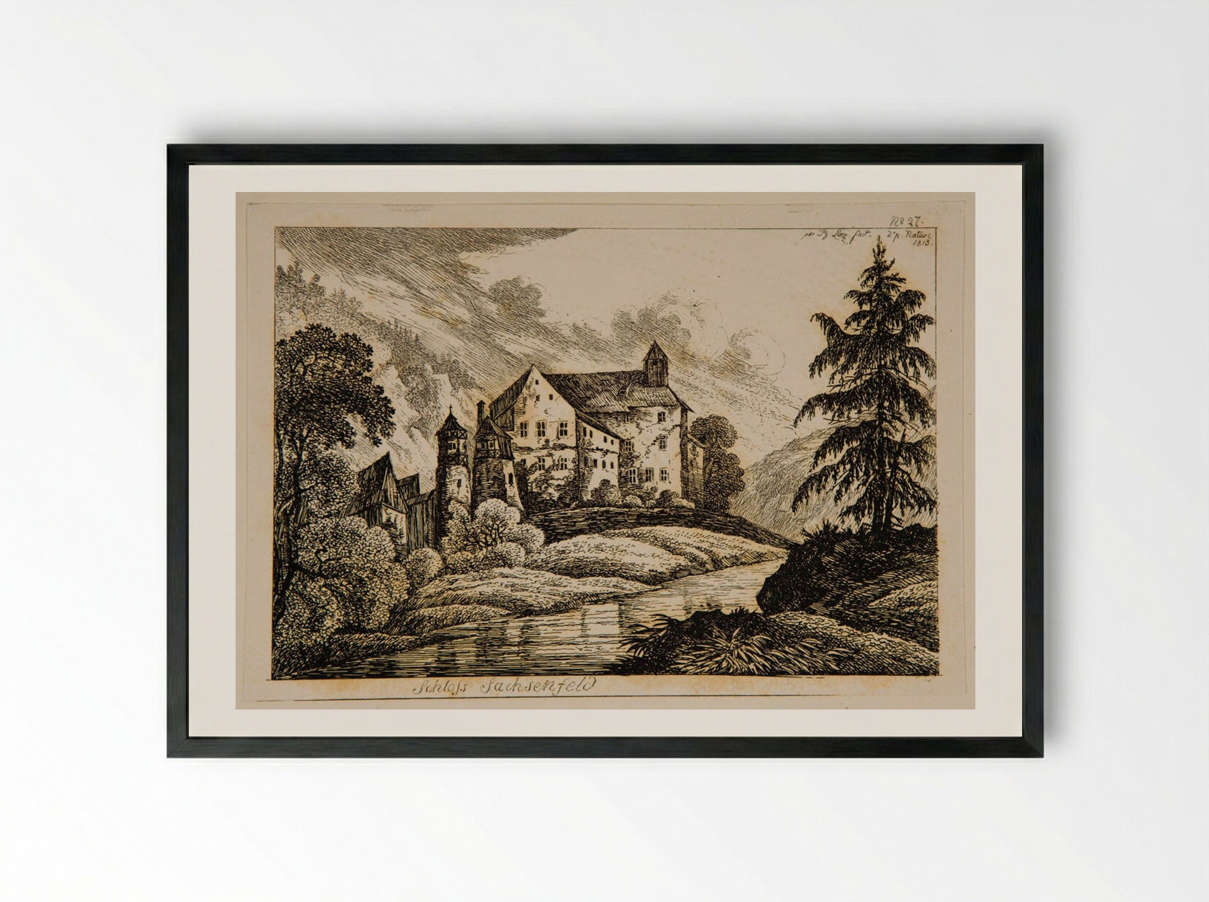 Schloss Sachsenfeld - Johann Philipp Wilhelm Lenz - Framed Print Black