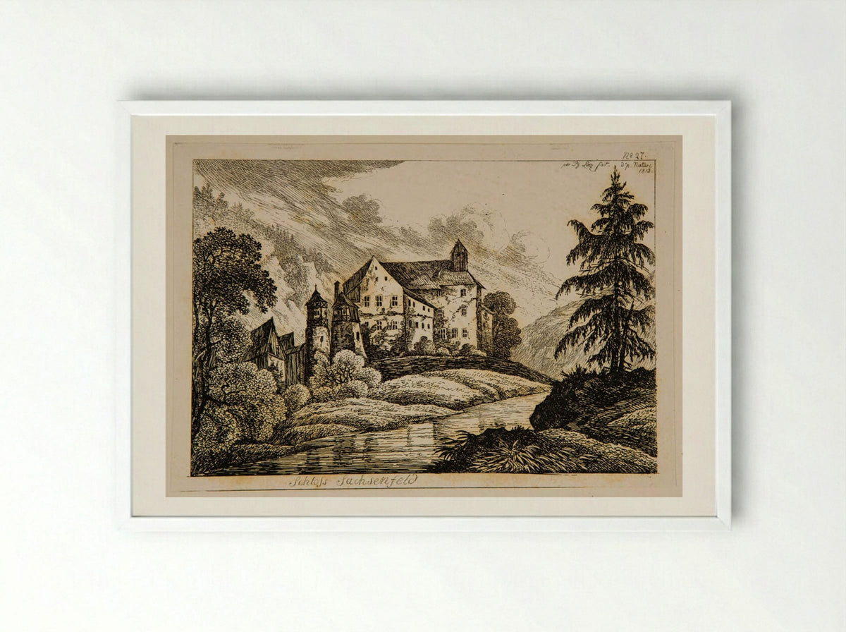 Schloss Sachsenfeld - Johann Philipp Wilhelm Lenz - Framed Print White