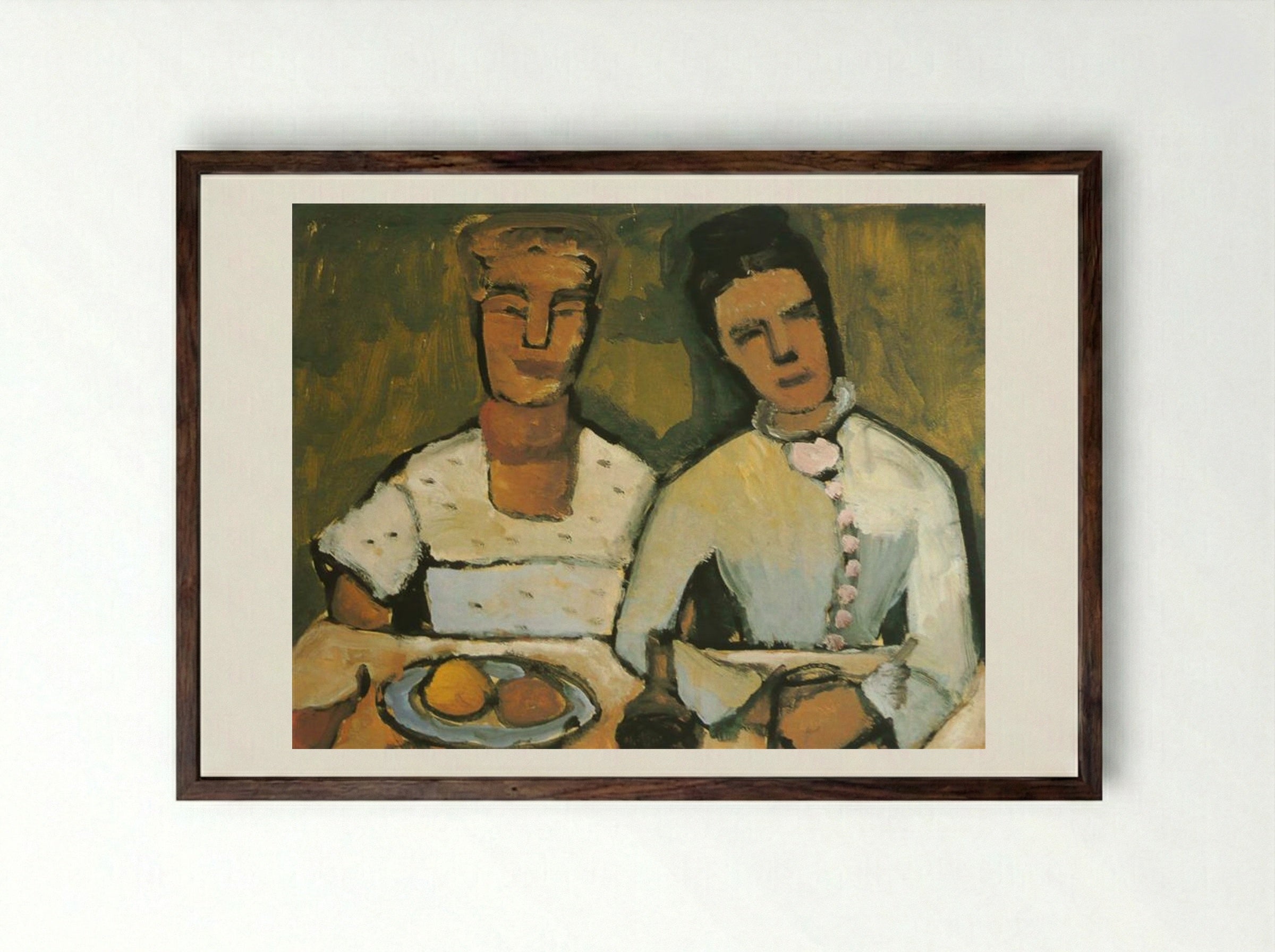 Lee and his sister Hoetger - Paula Modersohn-Becker - Framed Print Dark Wood