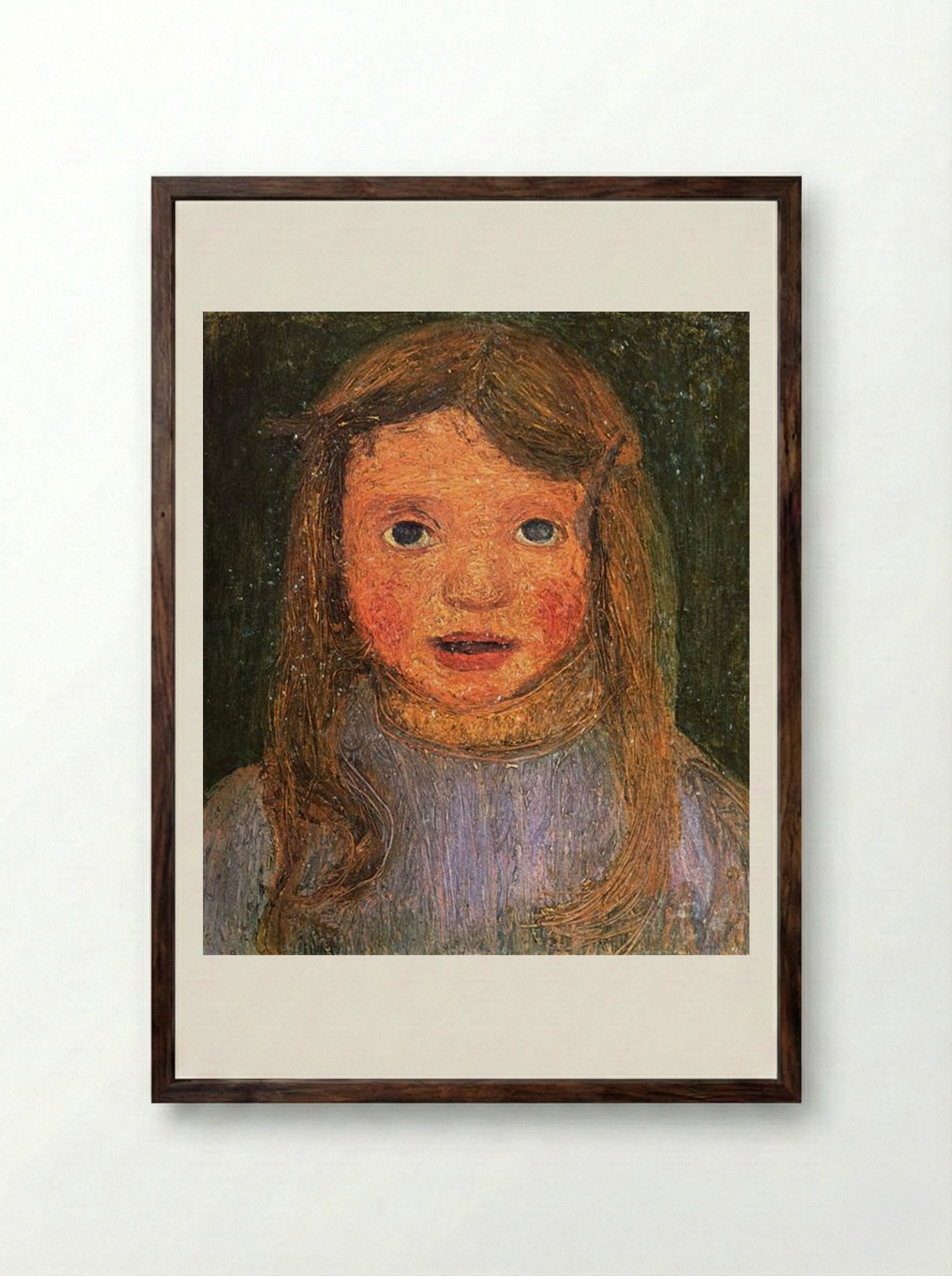 Head of a little girl (Elsbeth) - Paula Modersohn-Becker - Framed Print Dark Wood