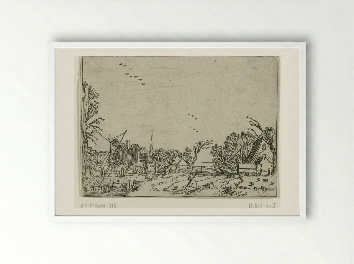 Het dorp (The Village) - Esaias van de Velde - Framed Print White