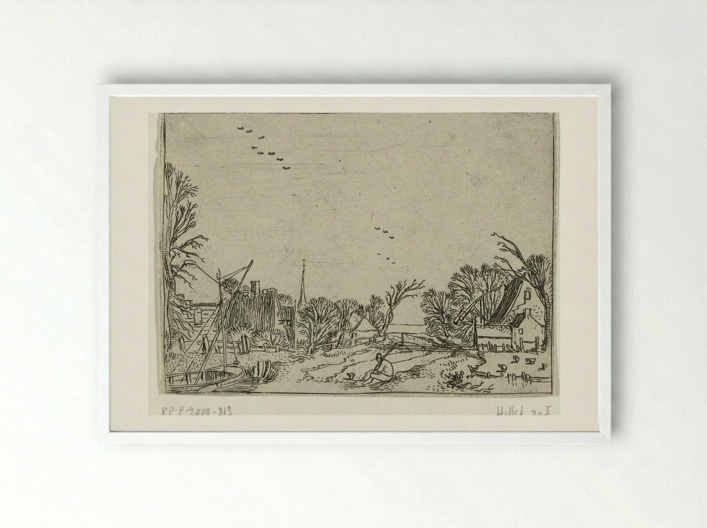 Het dorp (The Village) - Esaias van de Velde - Framed Print White