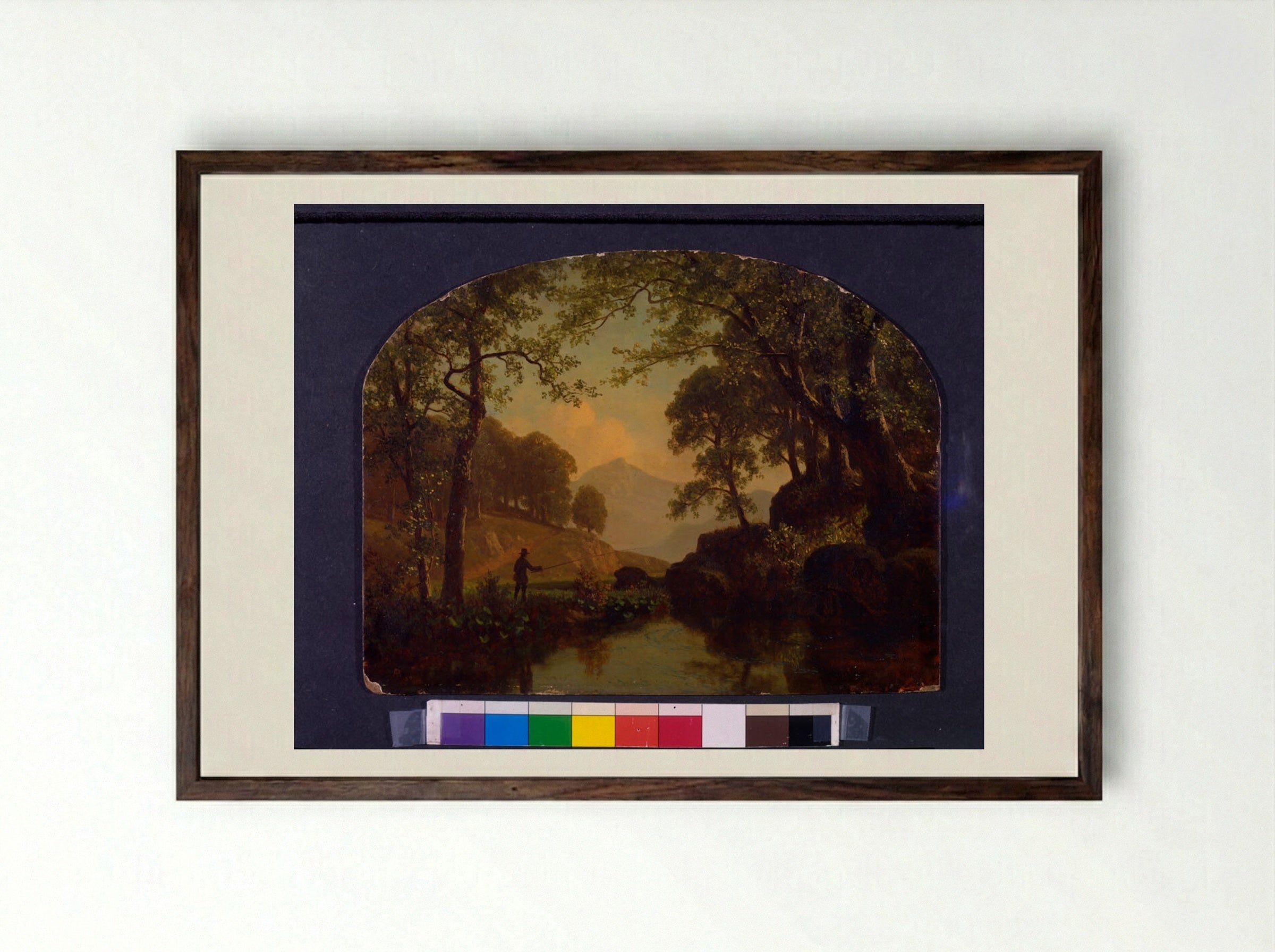The Trout Brook - Albert Bierstadt - Framed Print Dark Wood