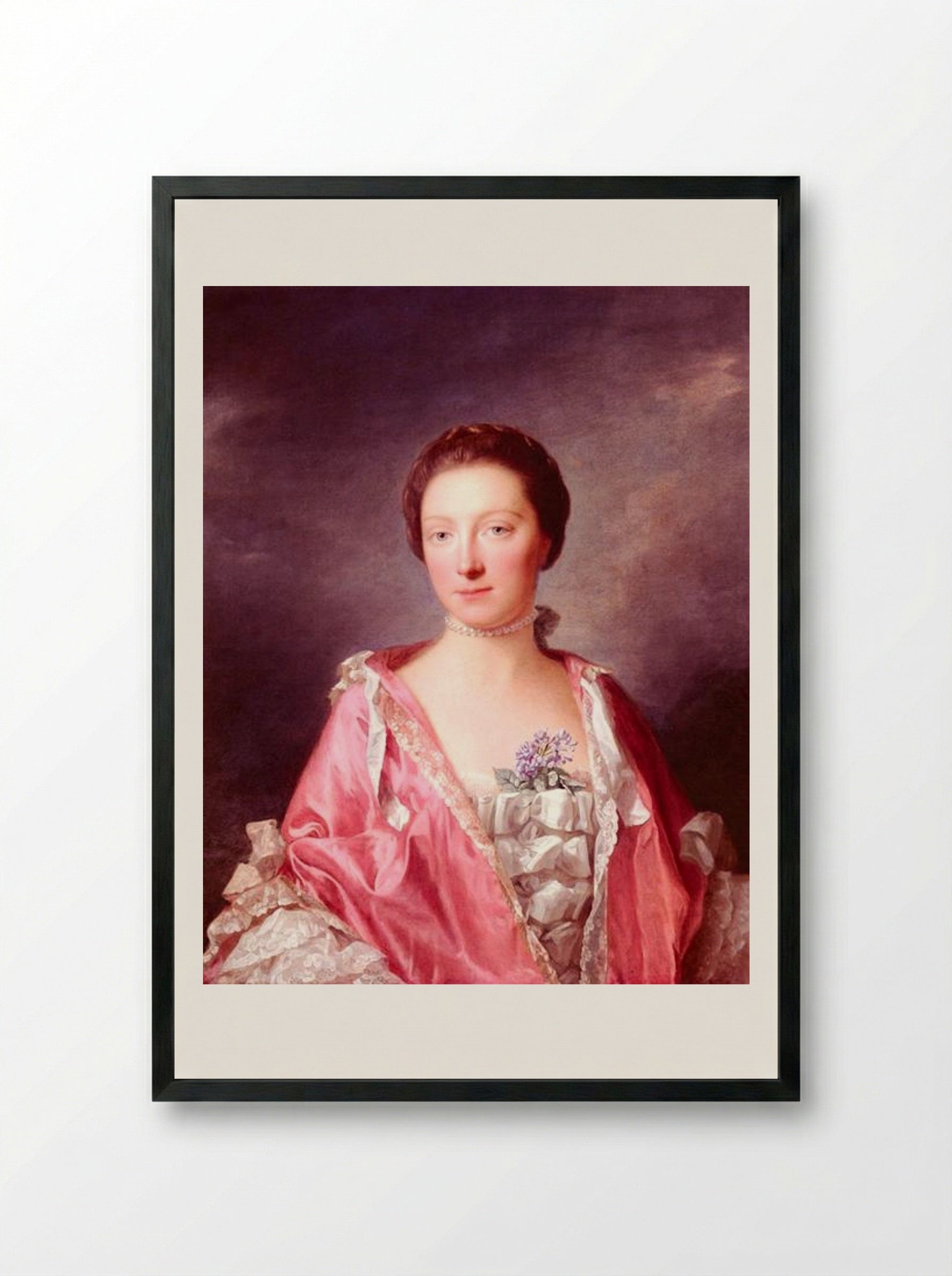 Portrait of Elizabeth Gunning, Duchess of Argyll - Allan Ramsay - Framed Print Black