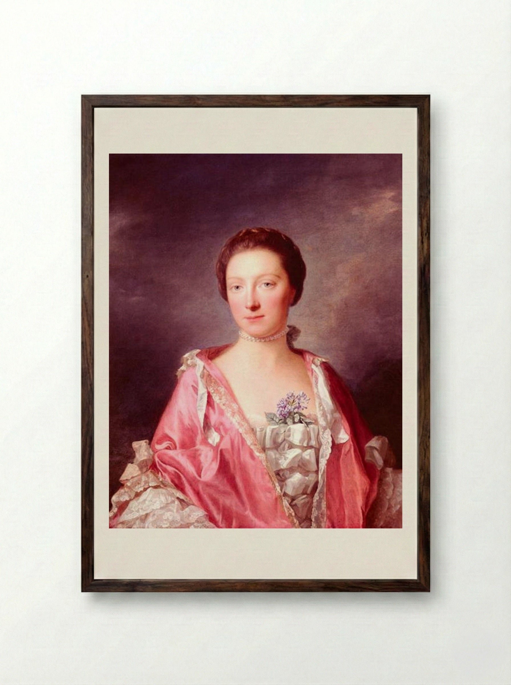 Portrait of Elizabeth Gunning, Duchess of Argyll - Allan Ramsay - Framed Print Dark Wood