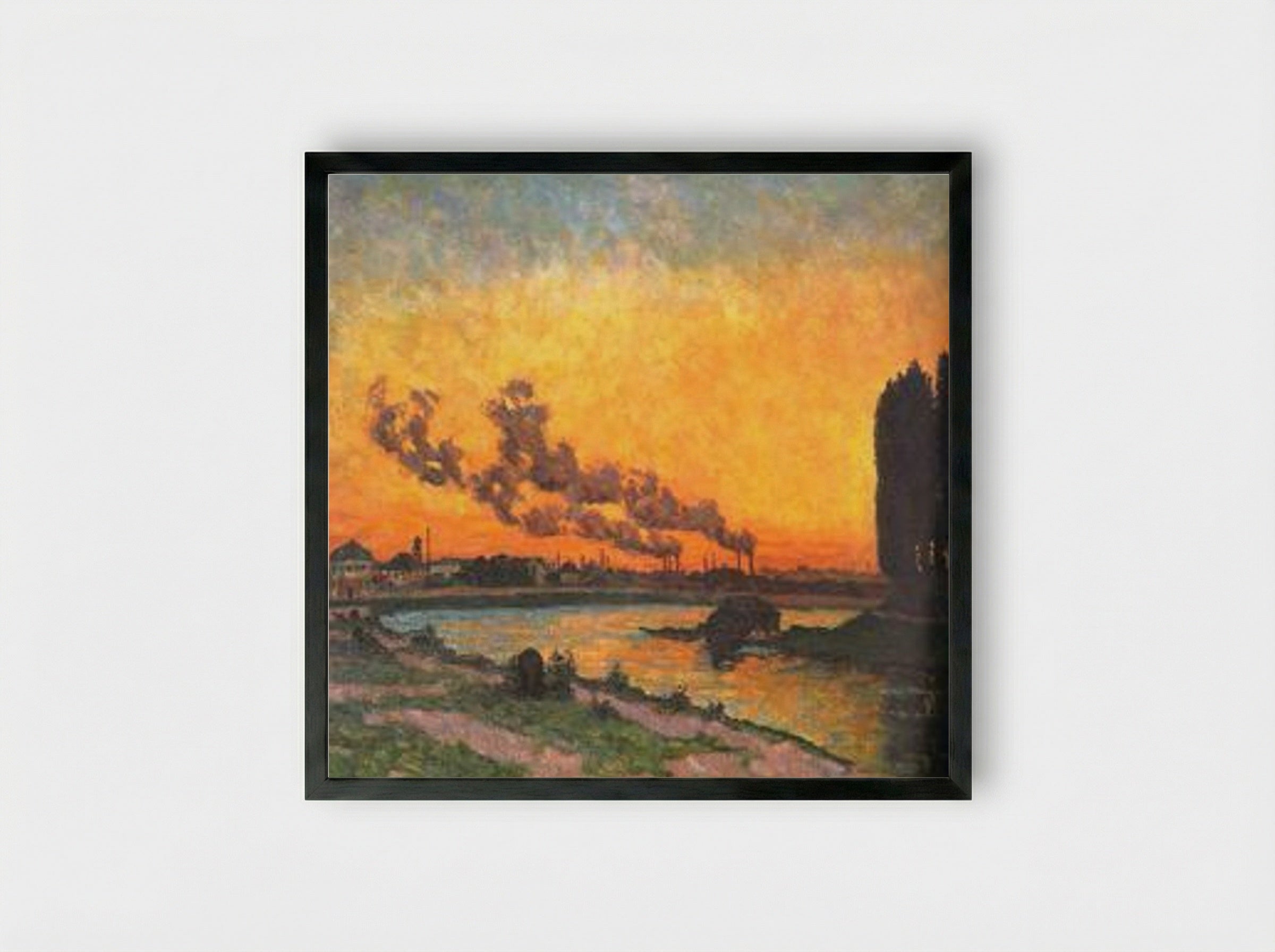 Sunset at Ivry (Soleil couchant à Ivry) - Armand Guillaumin - Framed Print Black