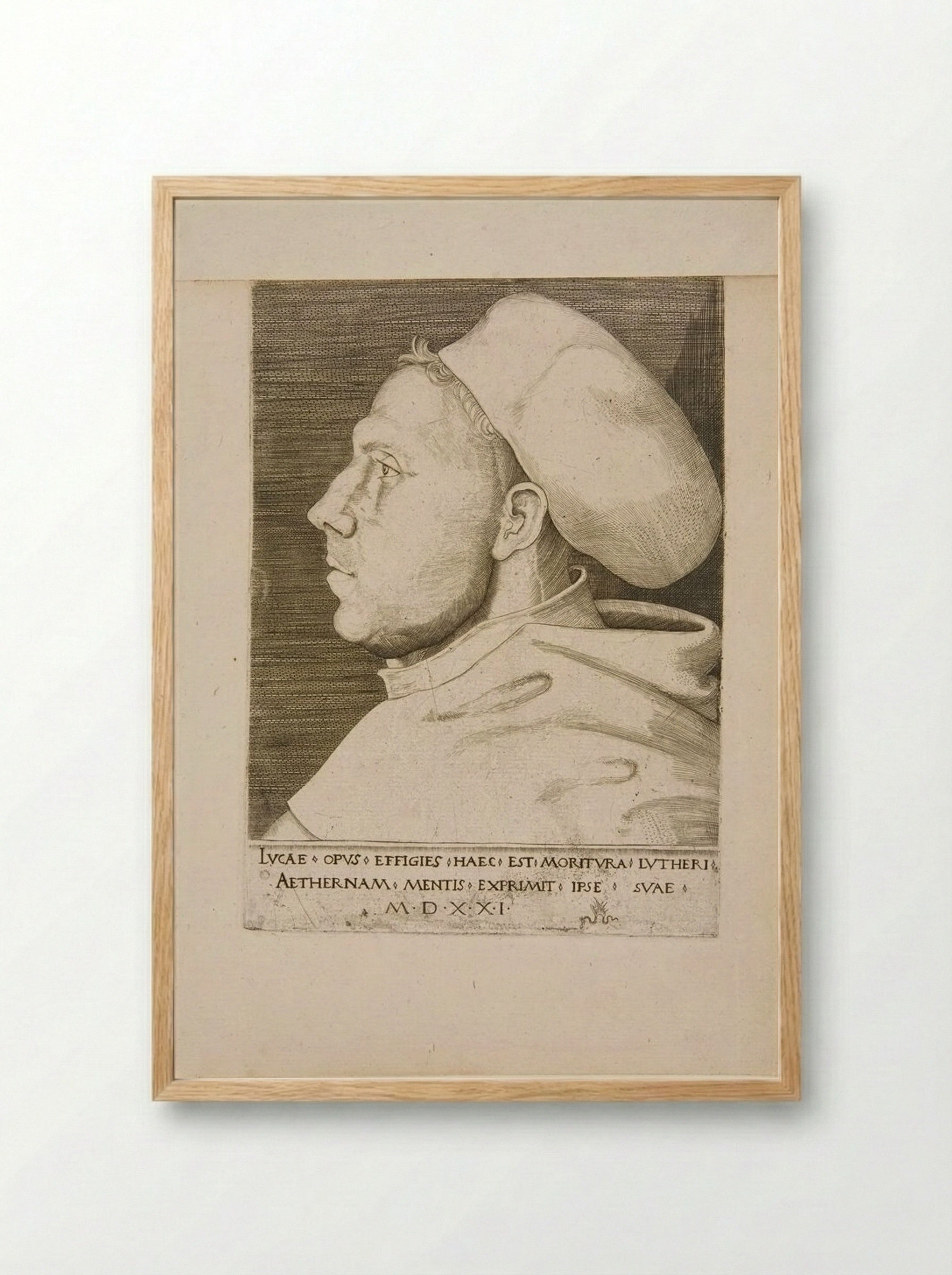 Martin Luther as an Augustinian Friar, with Cap - Lucas Cranach the Elder - Framed Print Wood