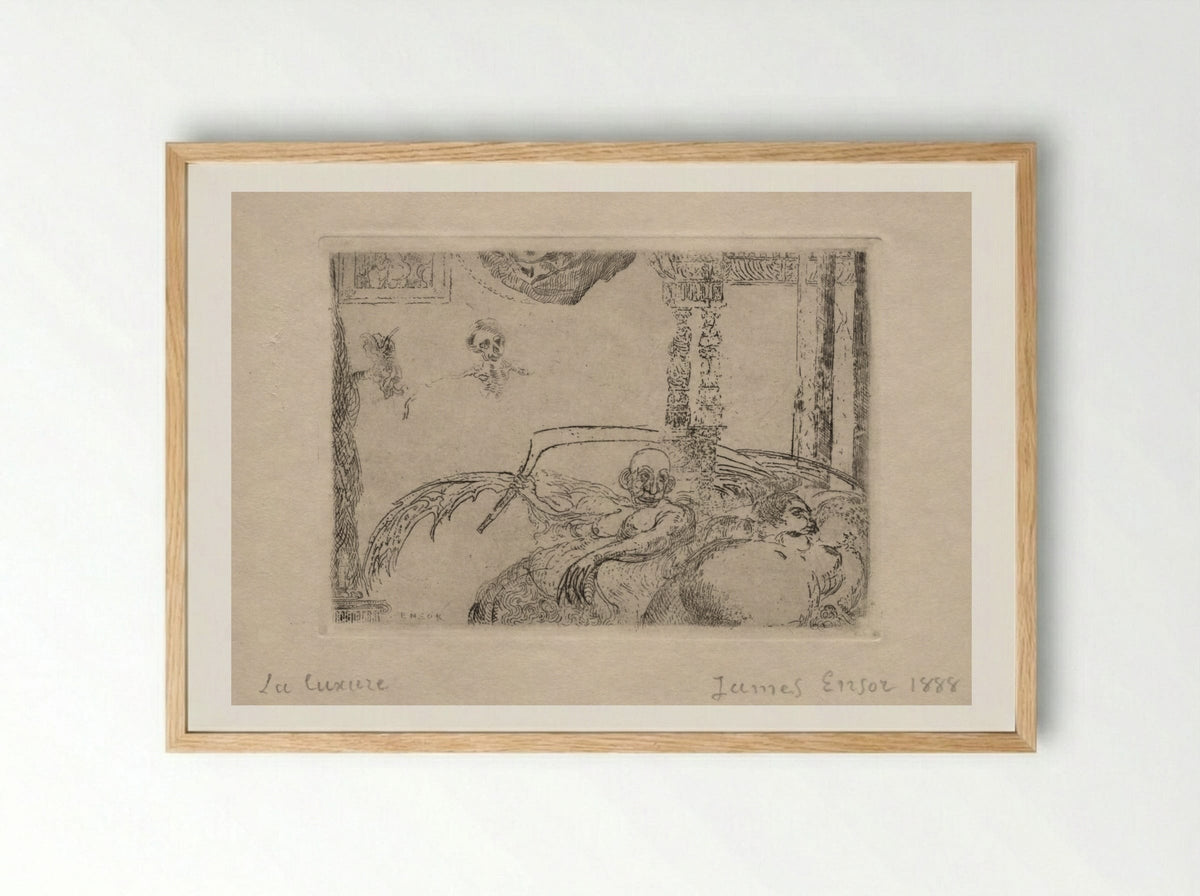 The Seven Deadly Sins: Lust - James Ensor - Framed Print Wood