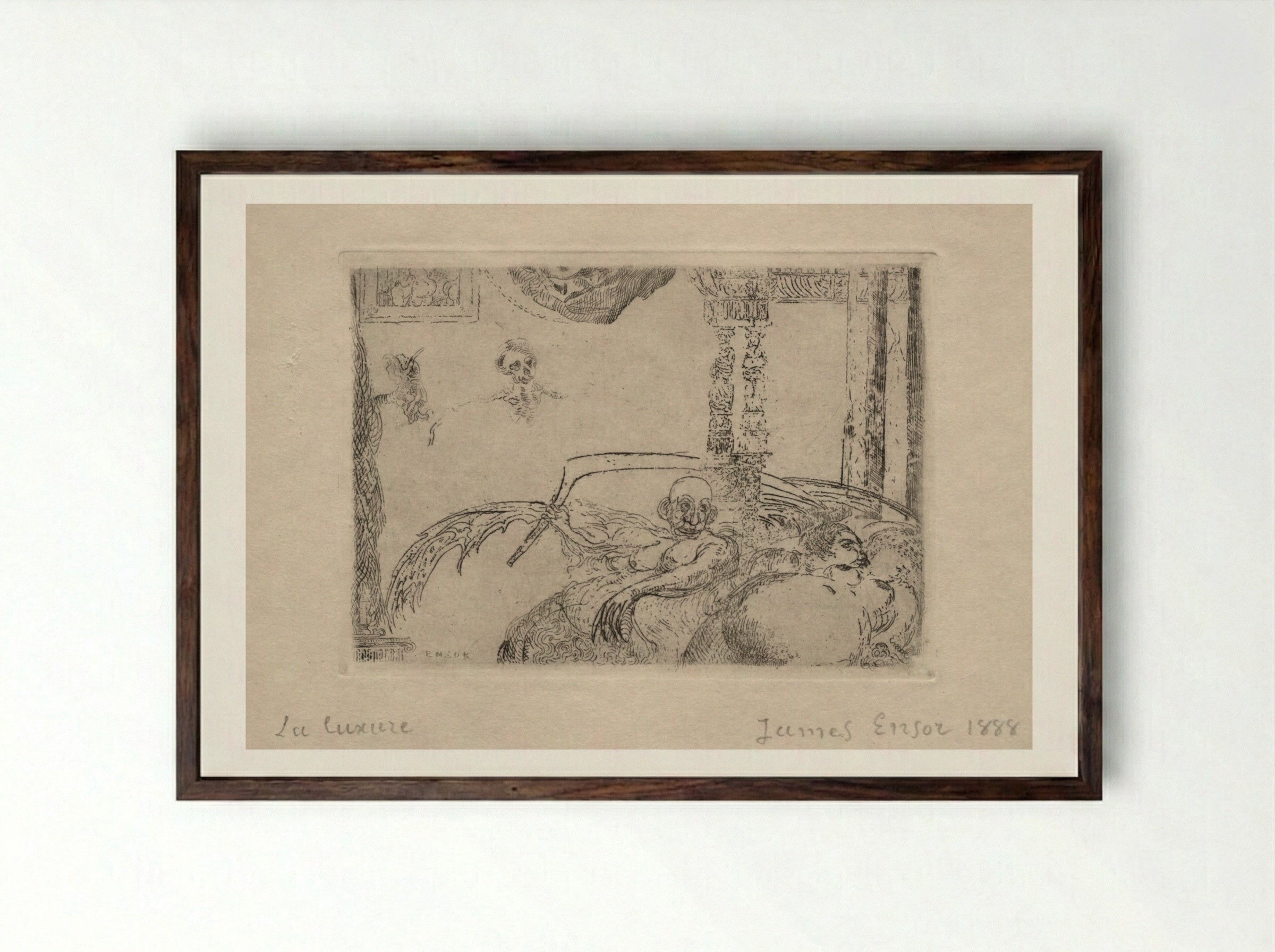 The Seven Deadly Sins: Lust - James Ensor - Framed Print Dark Wood