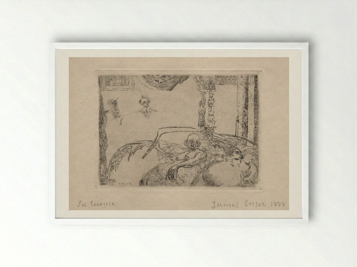 The Seven Deadly Sins: Lust - James Ensor - Framed Print White